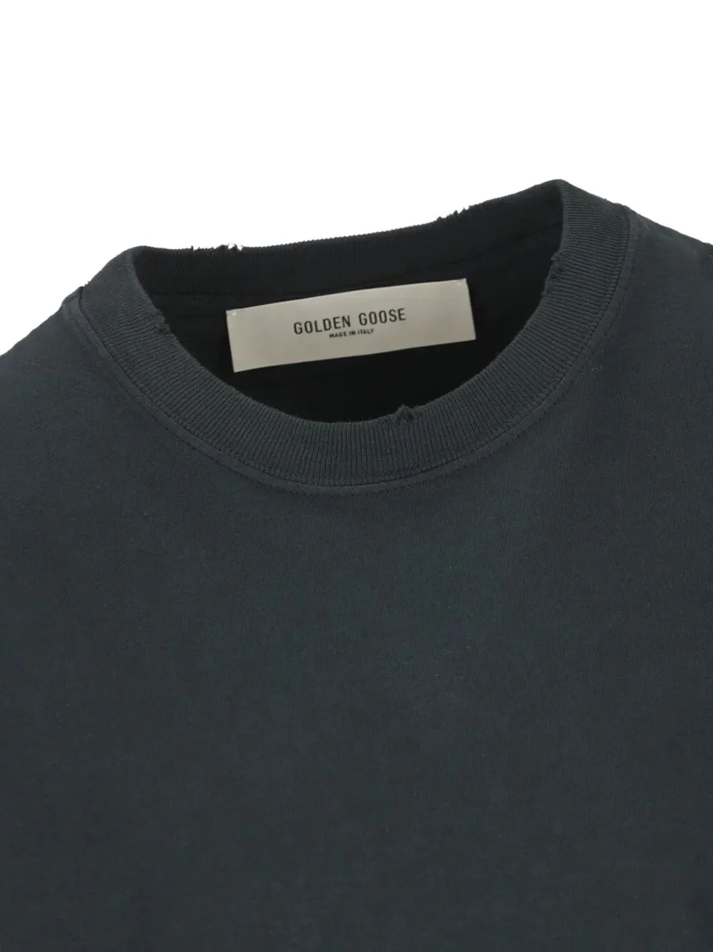 AGED-EFFECT COTTON T-SHIRT WITH REVERSE LOGO ON THE BACK - Image 4