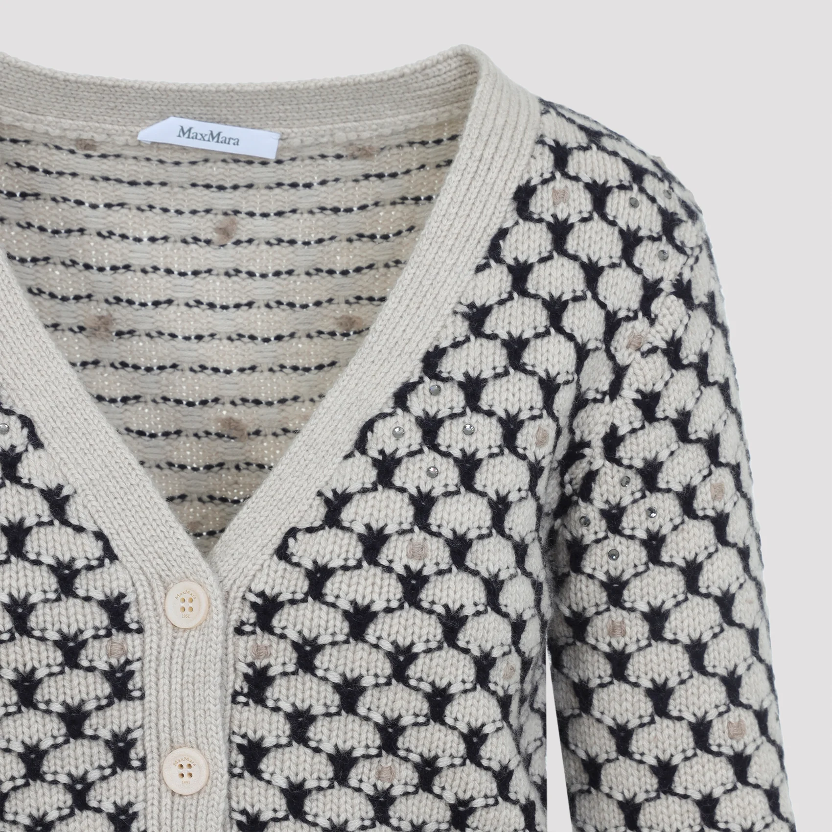 BEIGE MASTRO WOOL AND CASHMERE CARDIGAN - Image 4