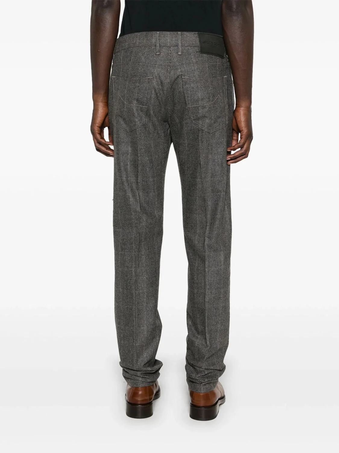 BEIGE QUADRETTO VIRGIN WOOL SPANDEX PANTS - Image 5