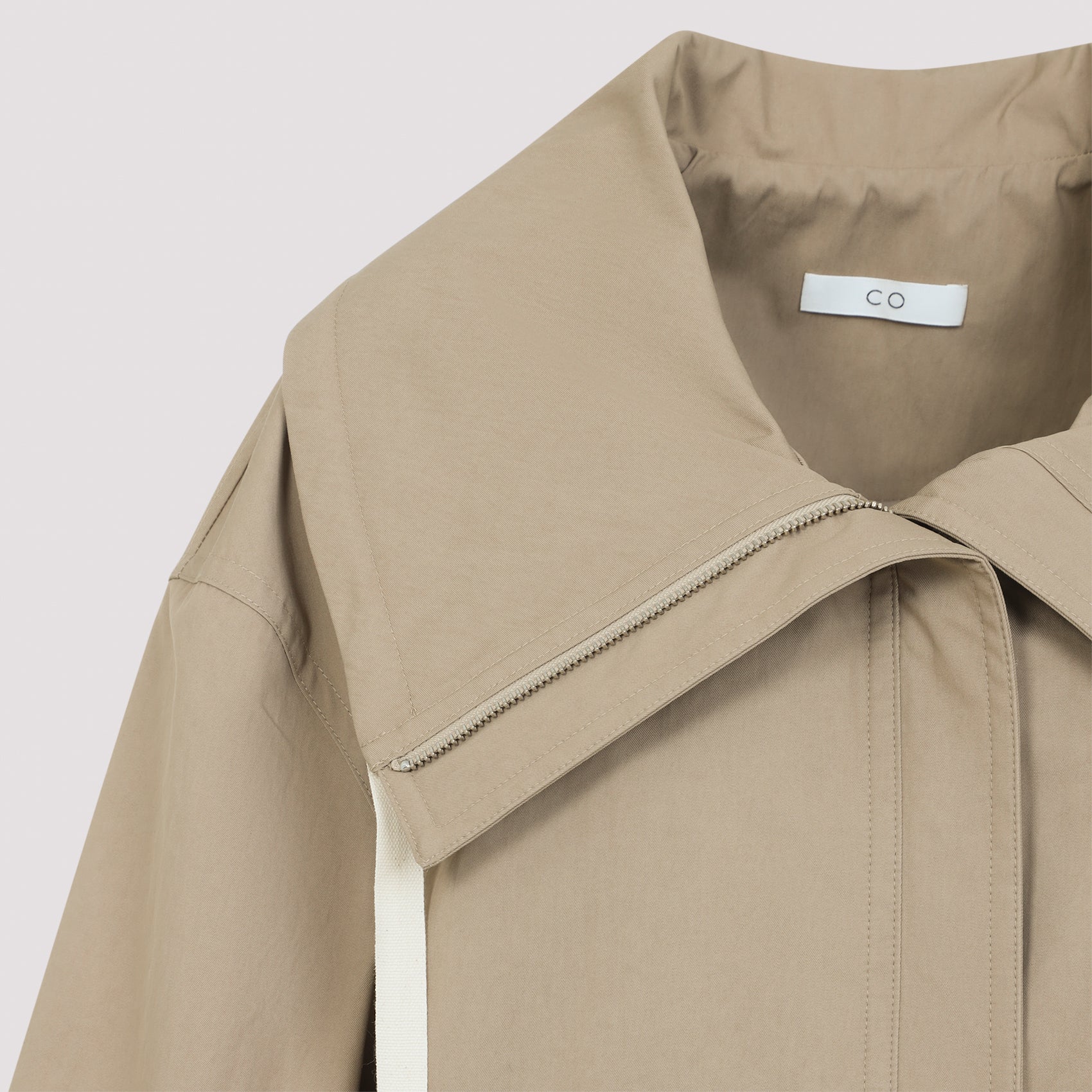 BEIGE ROLLED COLLAR COTTON JACKET - Image 5