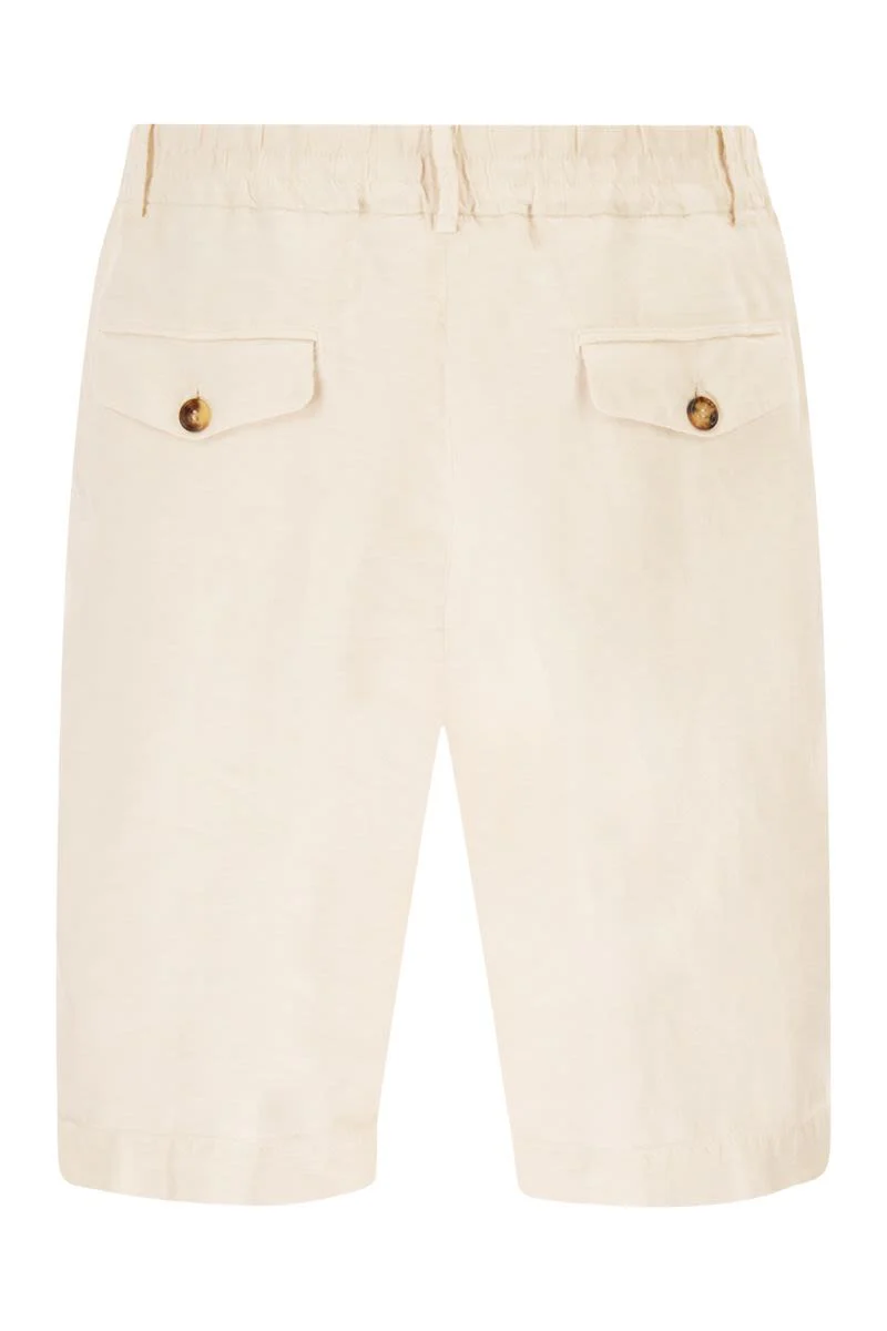 BERMUDA SHORTS IN LIGHT DéLAVé LINEN CANVAS - Image 2