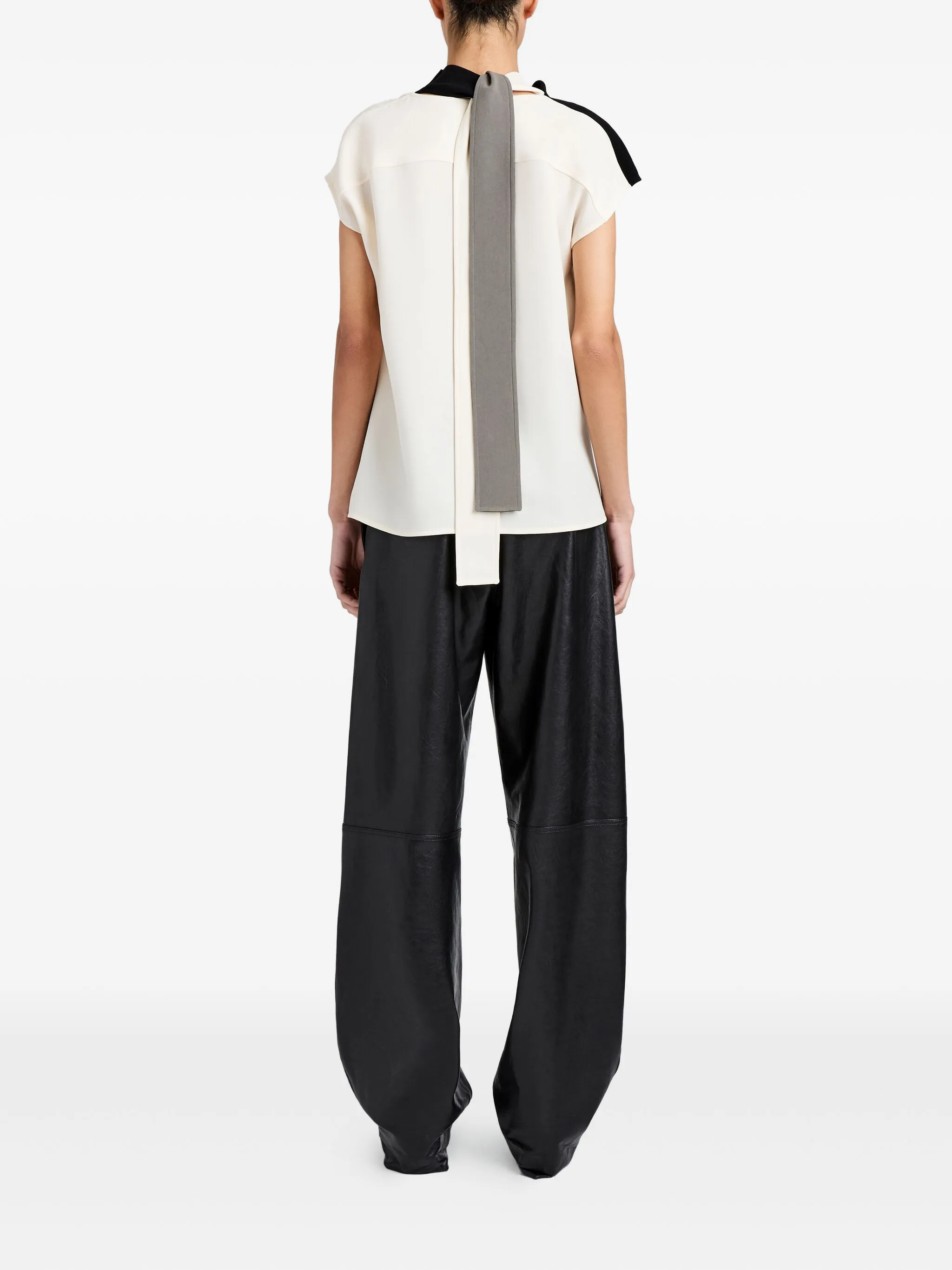 BLACK ACETATE POLYESTER ELSA TOP - Image 4
