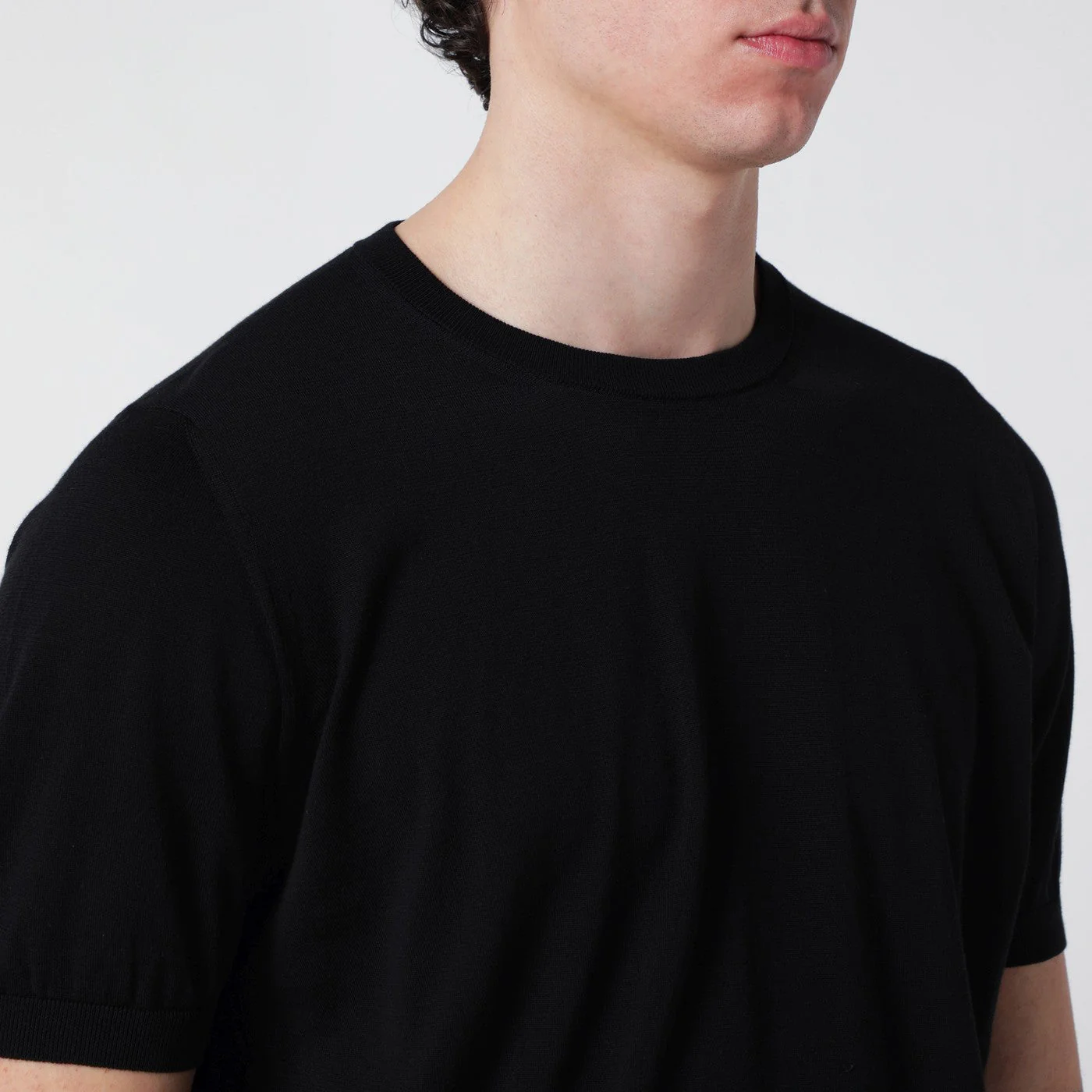 BLACK COTTON CREWNECK SWEATER - Image 2
