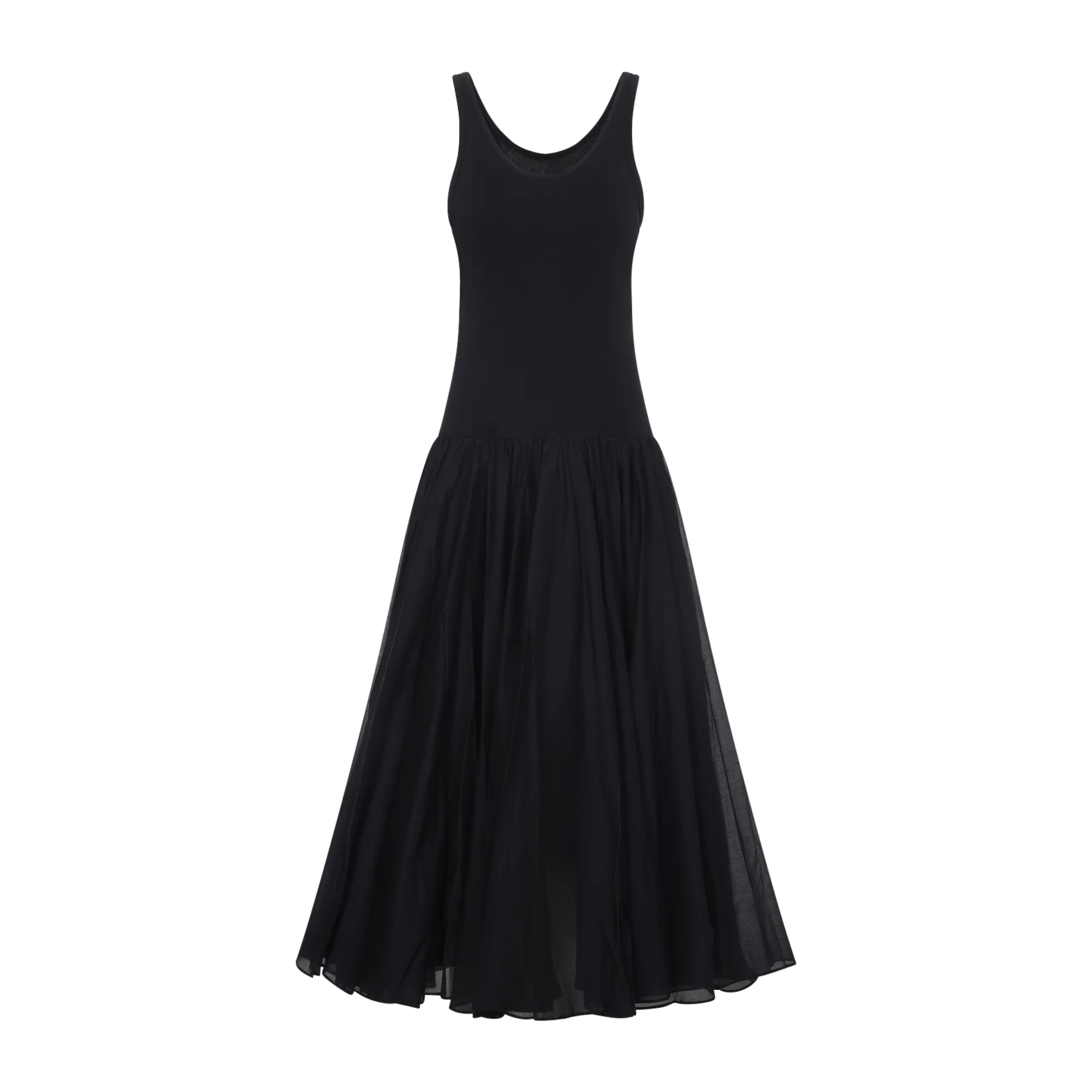 BLACK COTTON CRINOLINE DOUBLE LAYER DRESS