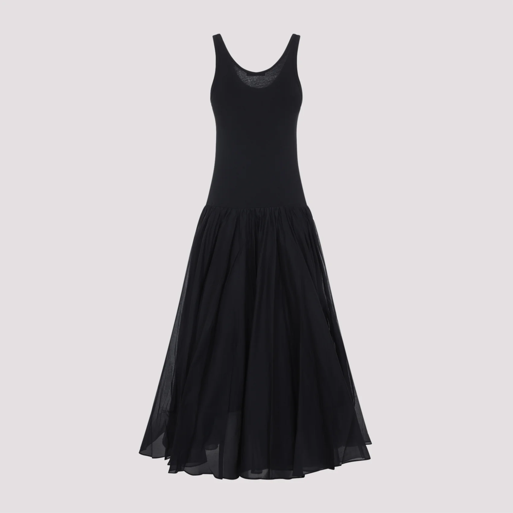 BLACK COTTON CRINOLINE DOUBLE LAYER DRESS - Image 3