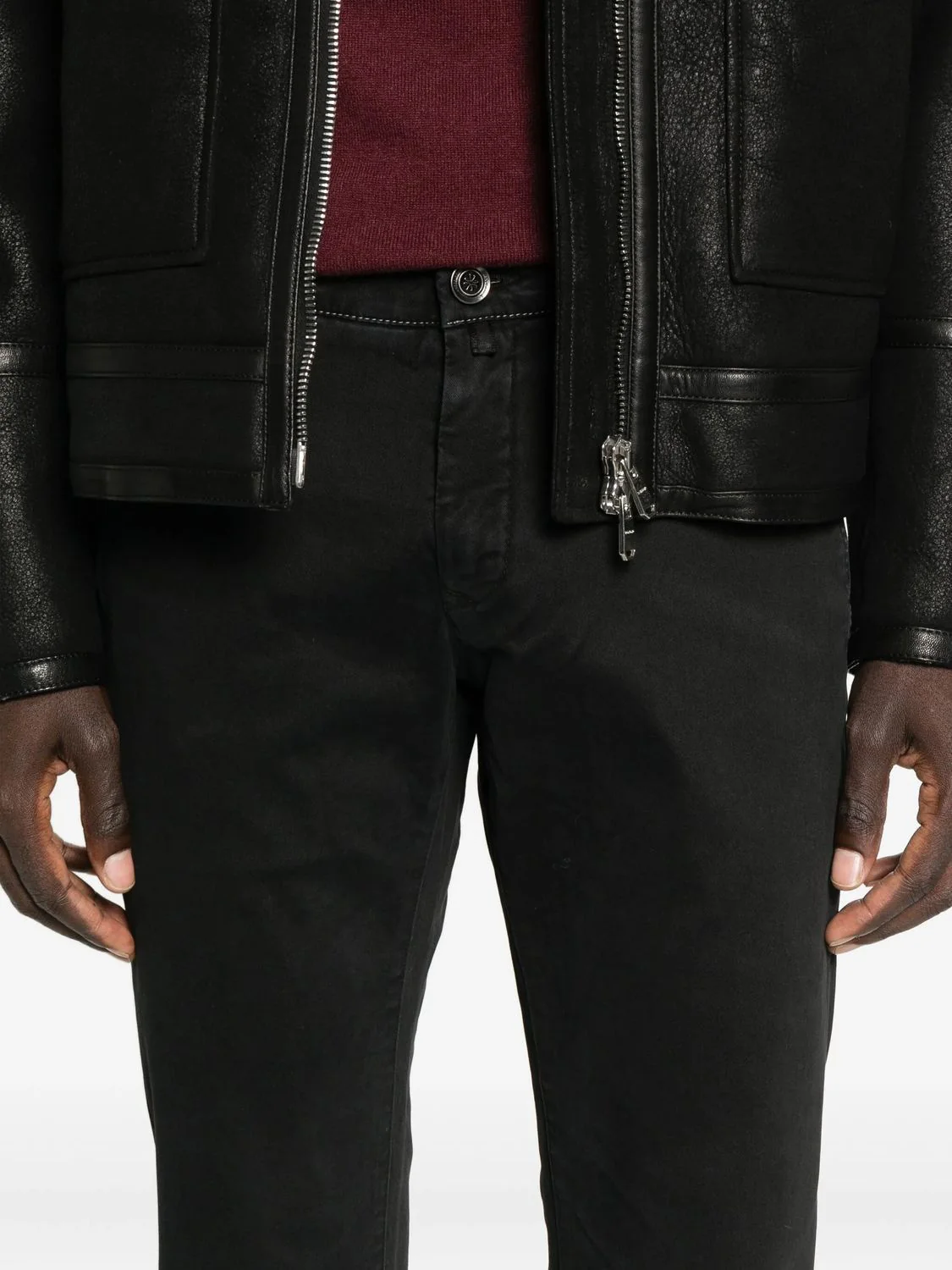 BLACK COTTON ELASTANE PANTS - Image 2