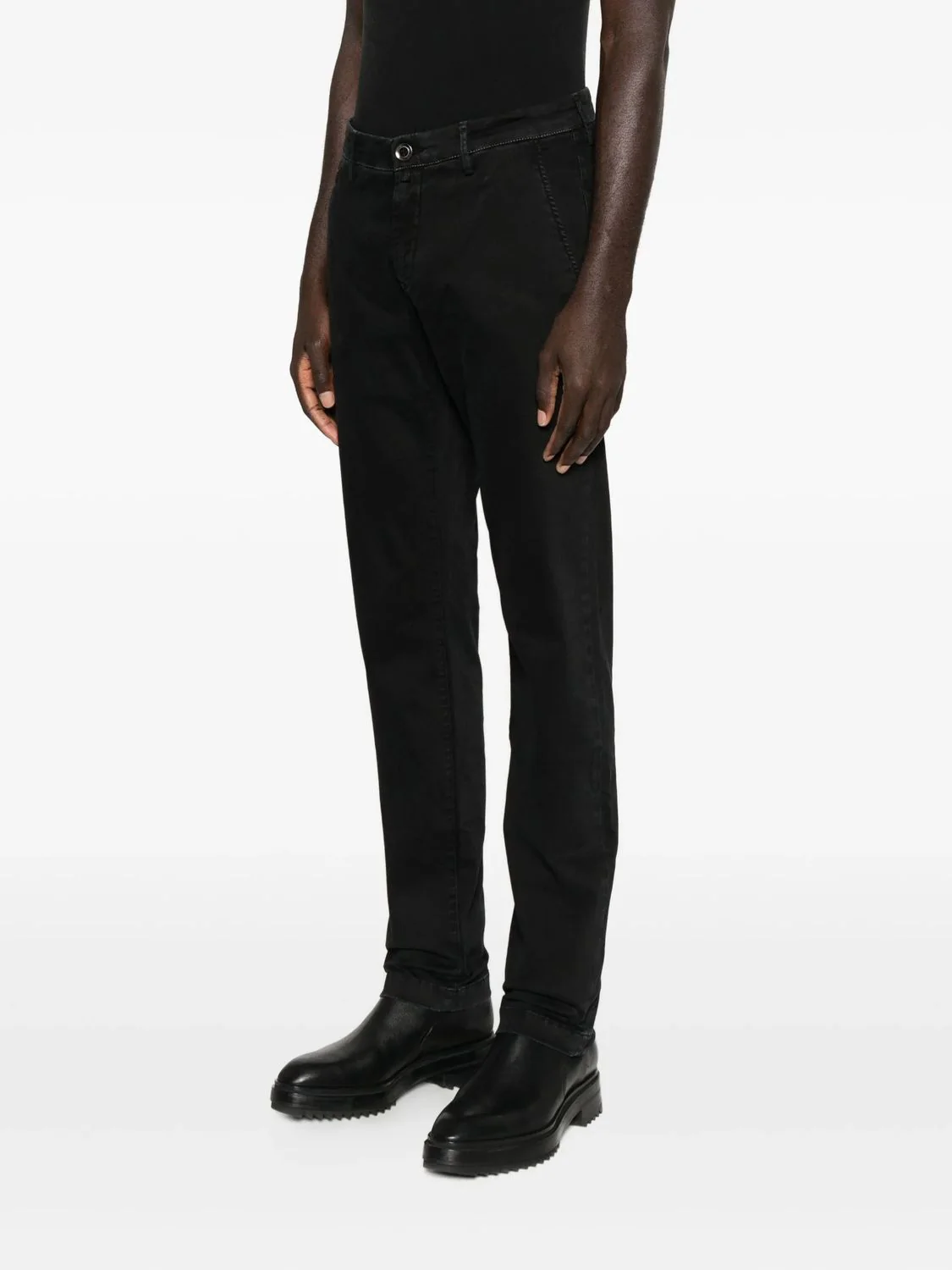 BLACK COTTON ELASTANE PANTS - Image 5