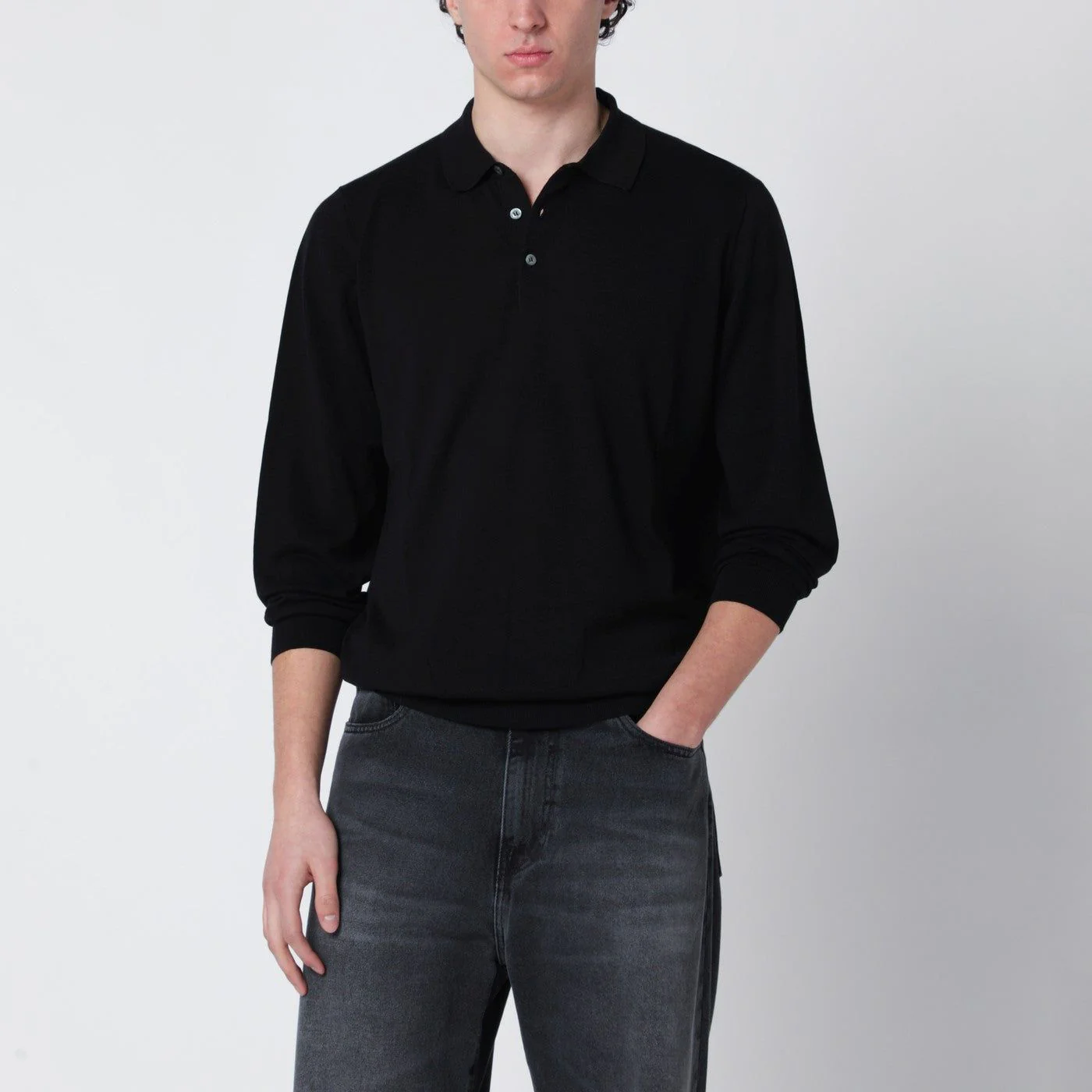 BLACK COTTON POLO