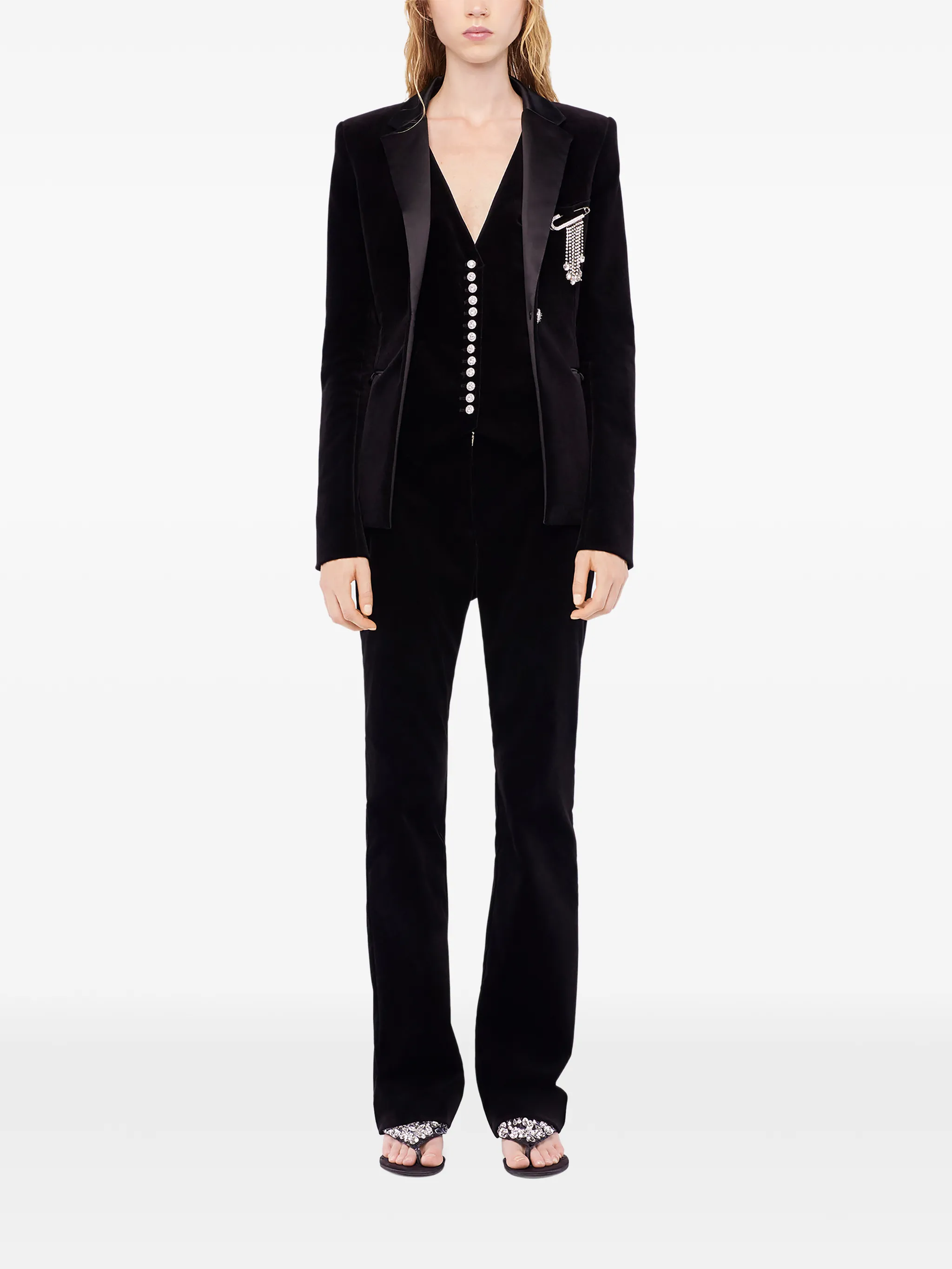 BLACK COTTON POLYESTER ELASTANE JACKET - Image 3