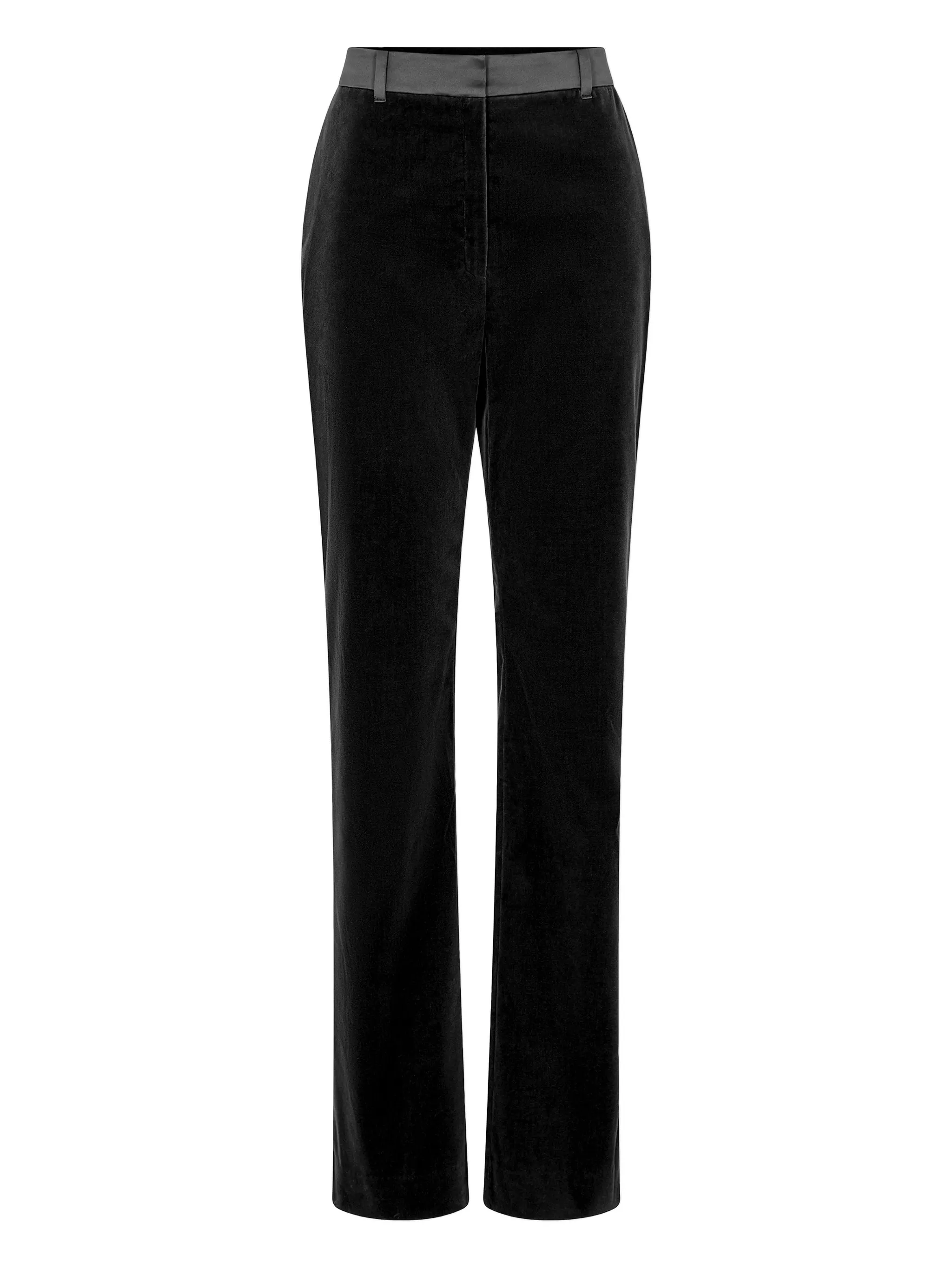 BLACK COTTON POLYESTER ELASTANE PANTS