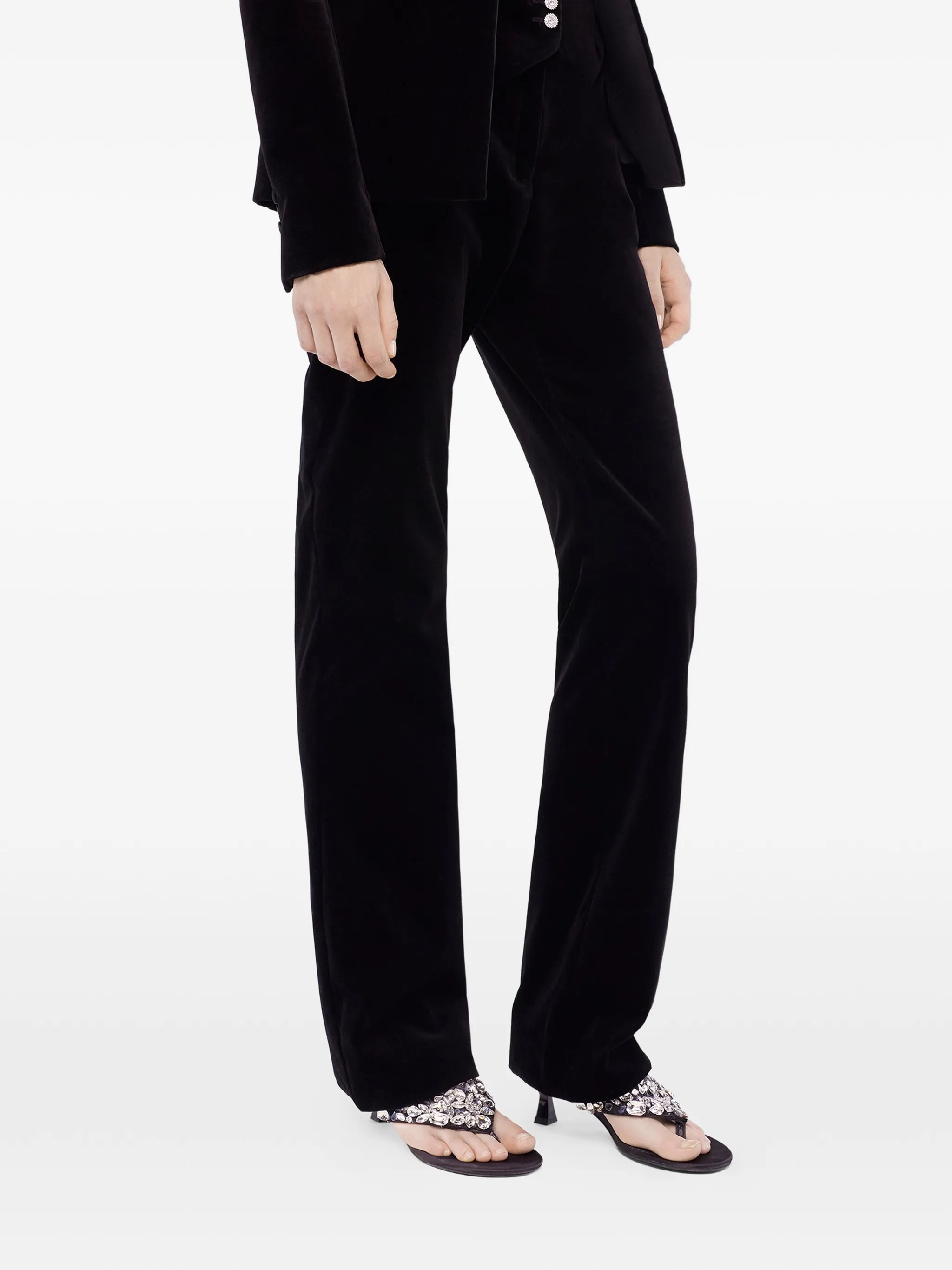 BLACK COTTON POLYESTER ELASTANE PANTS - Image 2