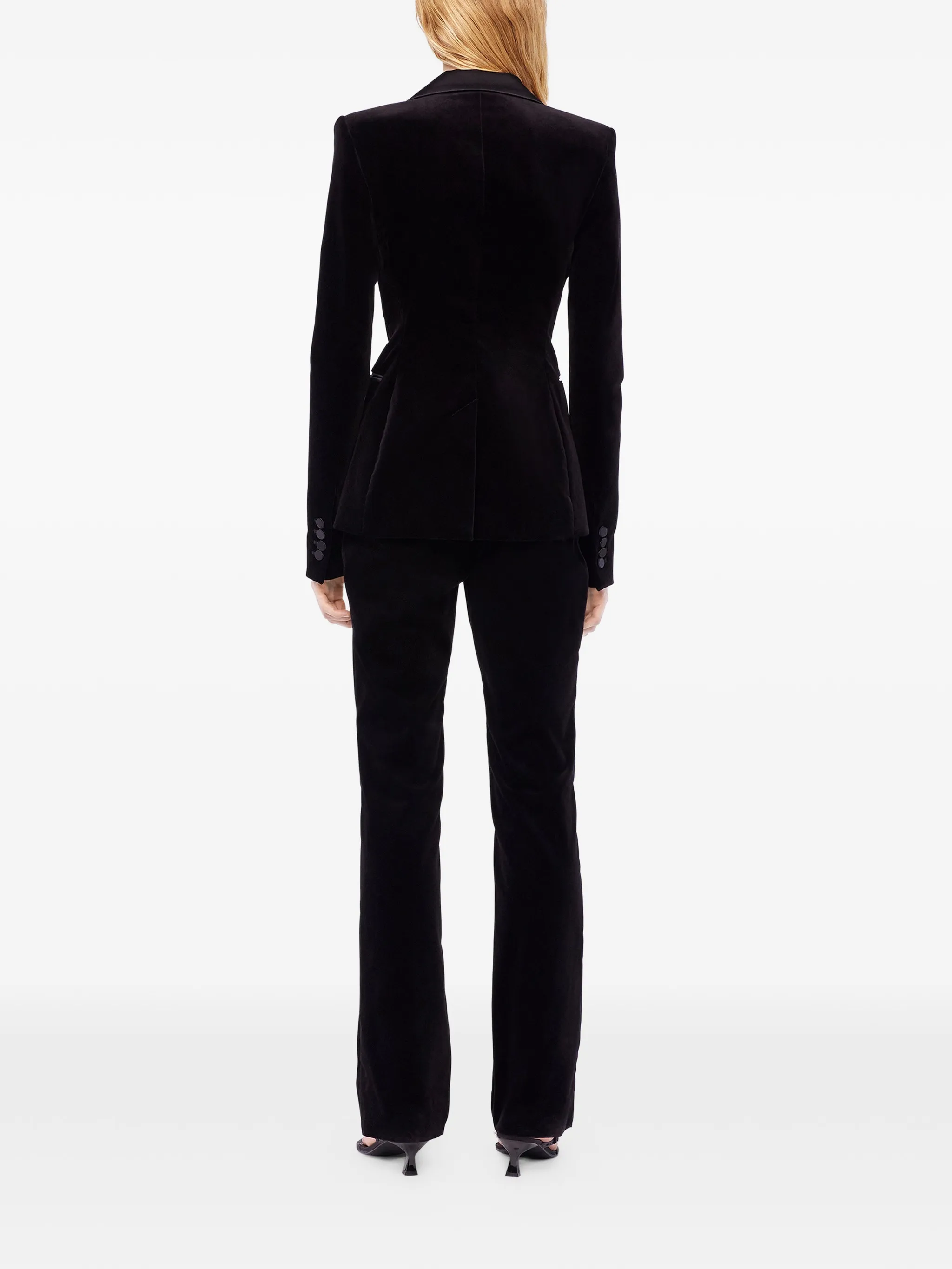 BLACK COTTON POLYESTER ELASTANE PANTS - Image 3
