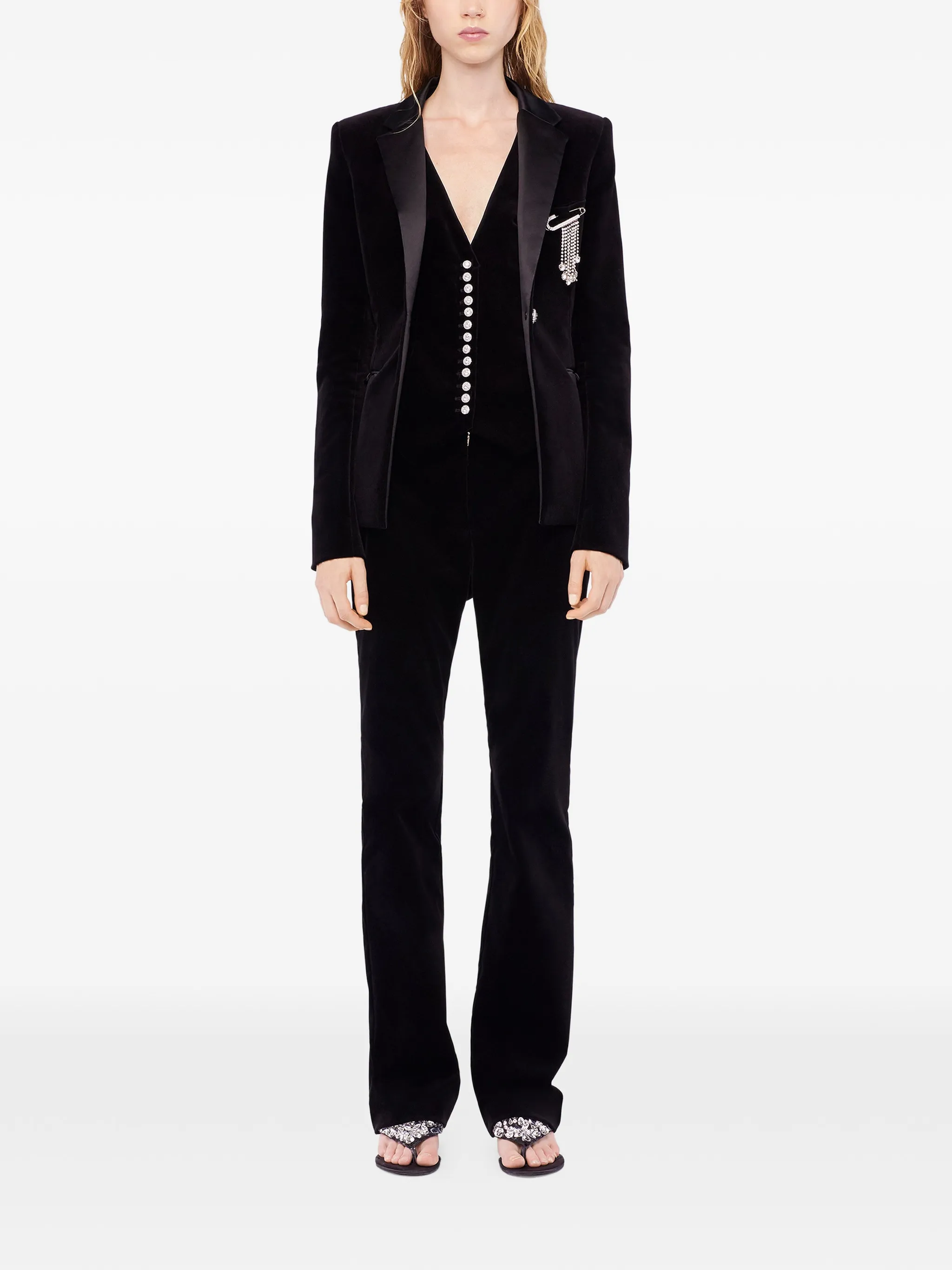BLACK COTTON POLYESTER ELASTANE PANTS - Image 4