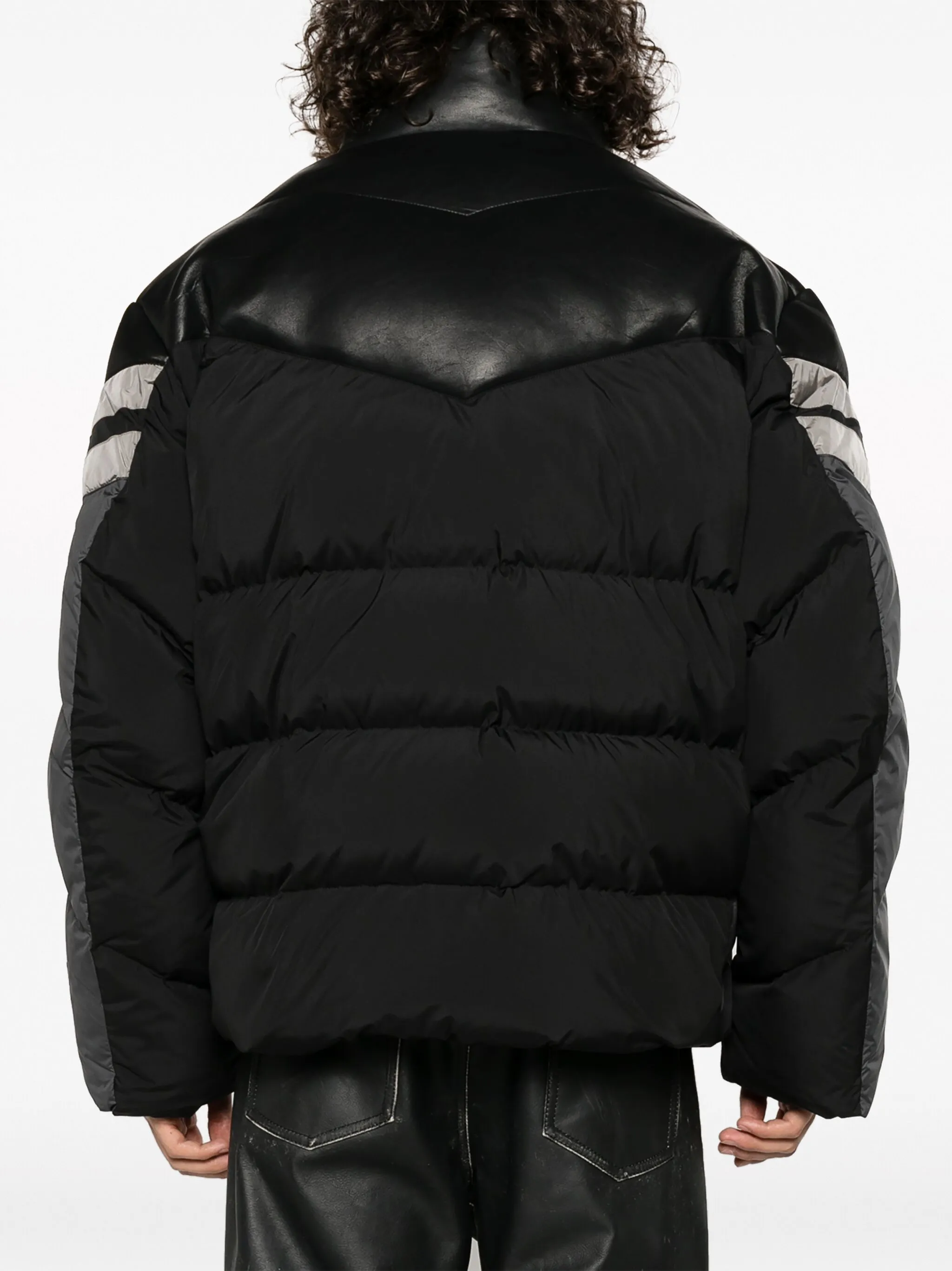 BLACK GREY POLYURETHANE POLYESTER BOMBER - Image 4