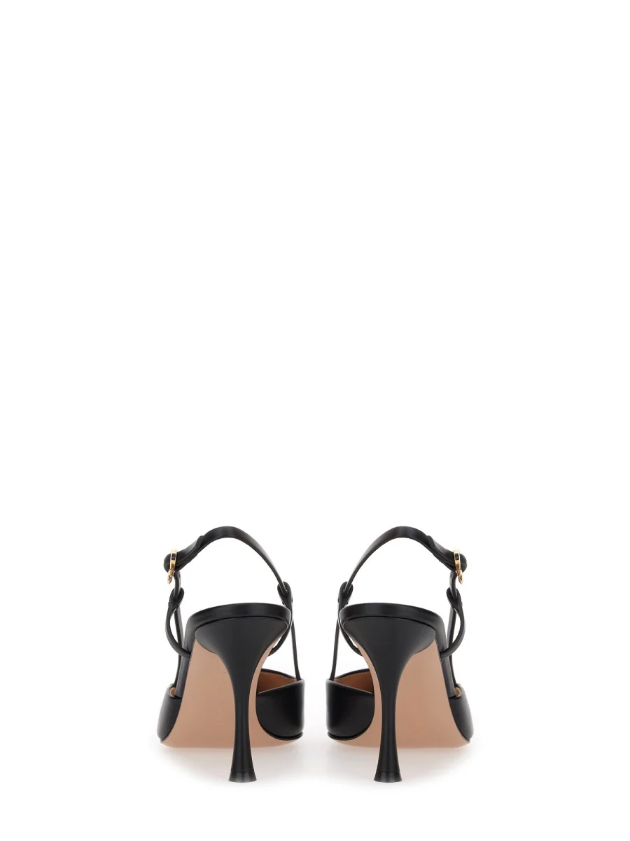 BLACK LEATHER DECOLLETES SLINGBACK - Image 3