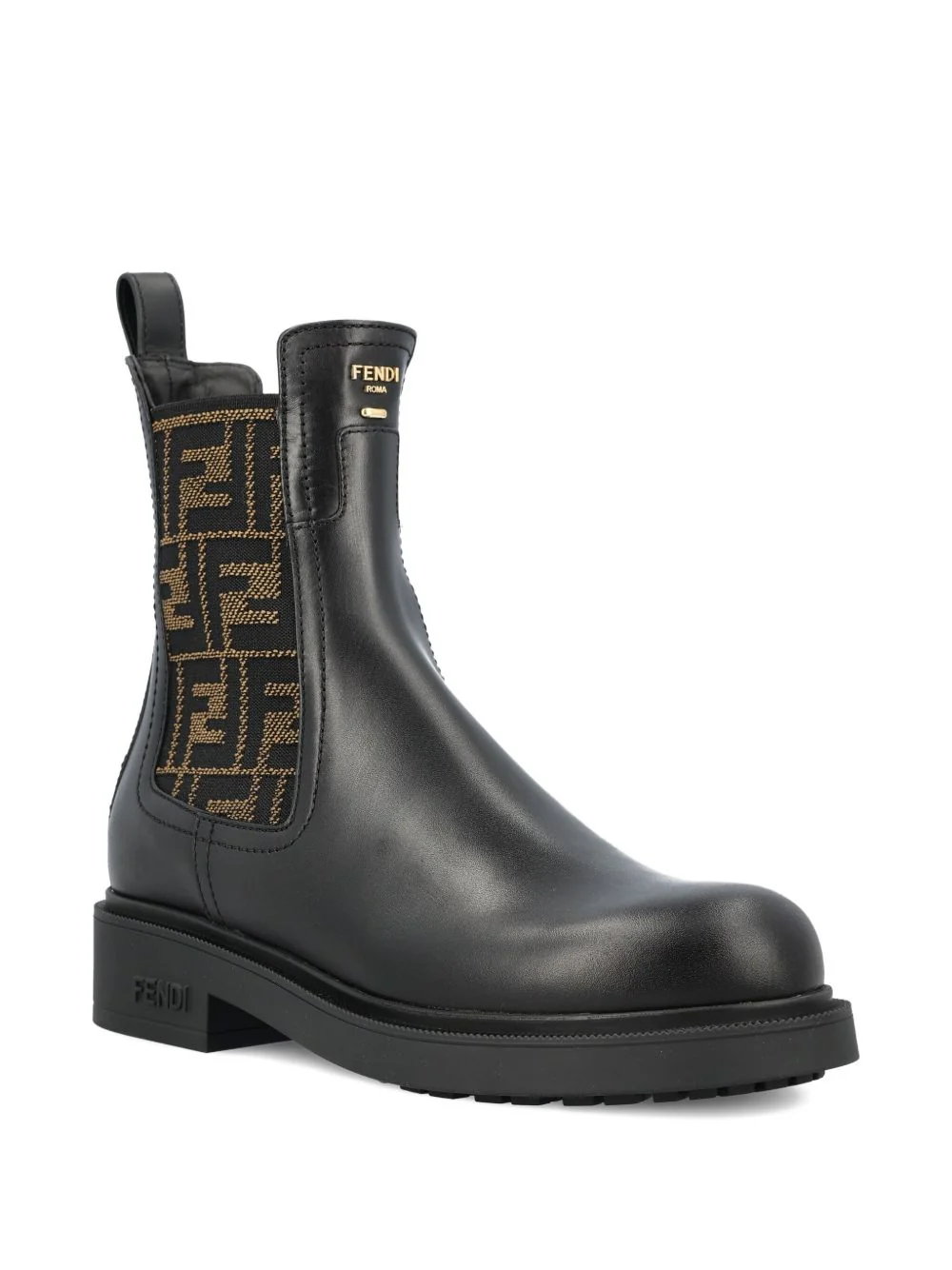 BLACK LEATHER FENDI FILO ANKLE BOOTS - Image 3
