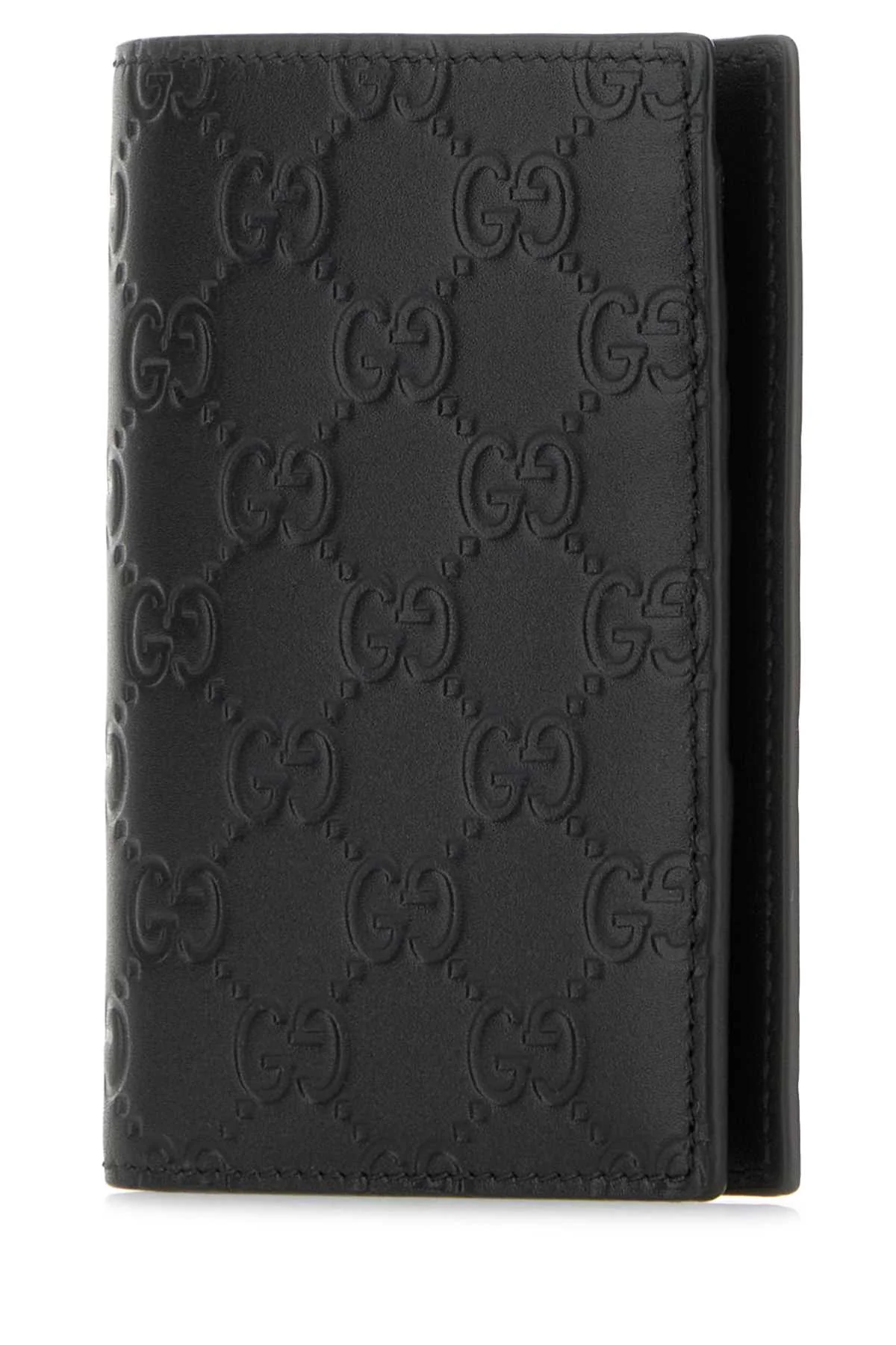 BLACK LEATHER GG EMBLEM PASSPORT HOLDER - Image 2