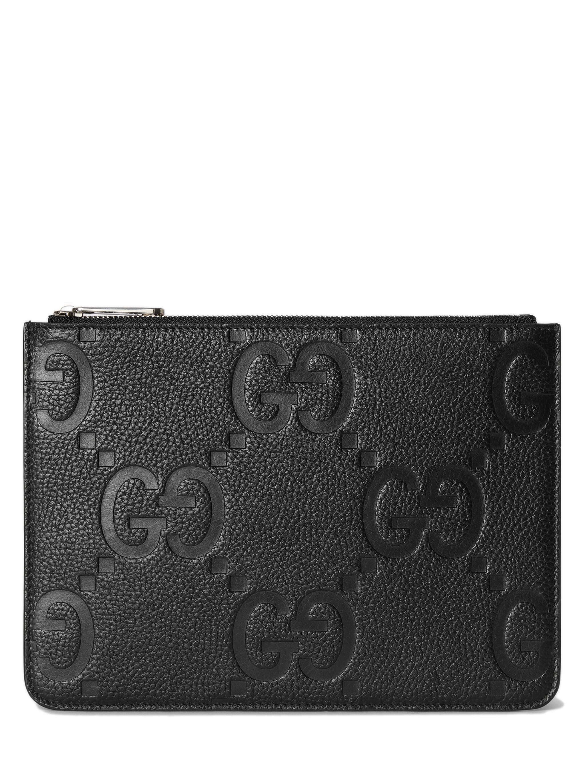 BLACK LEATHER MEDIUM CLUTCH