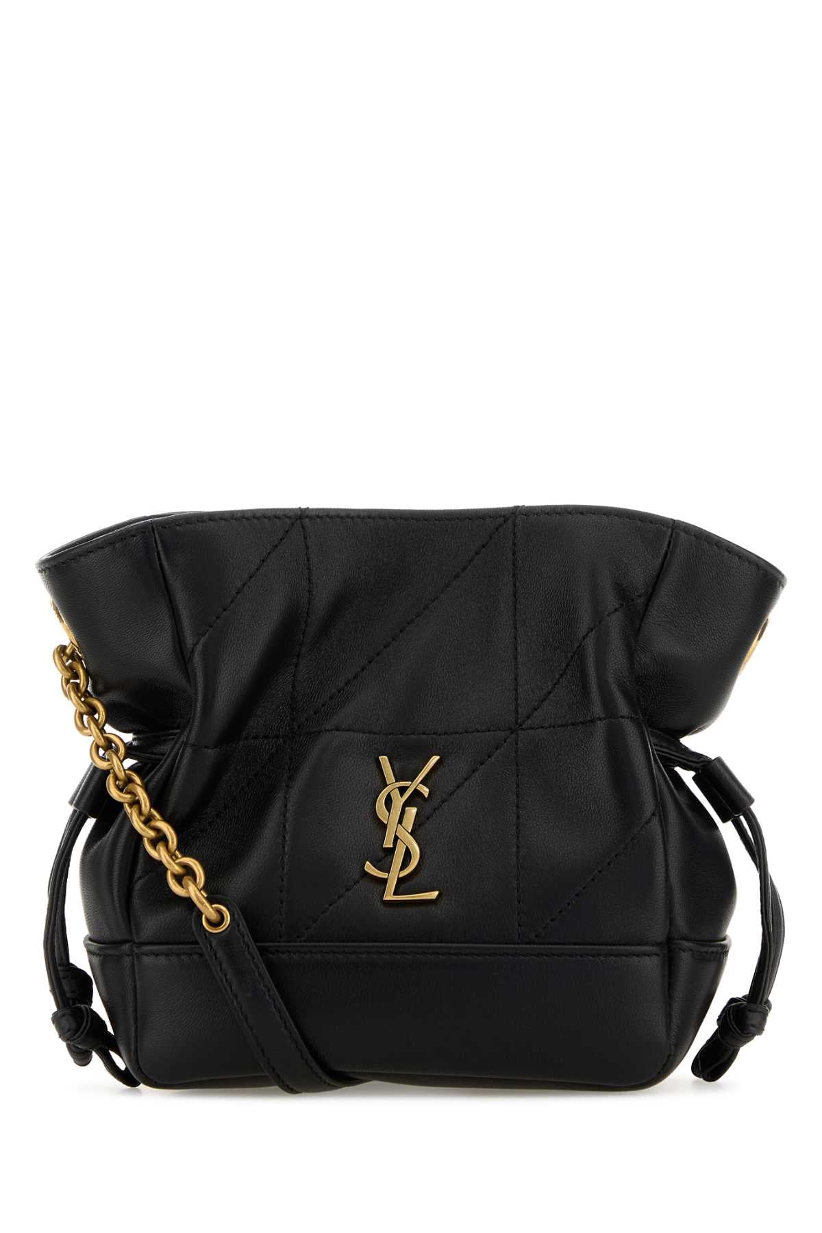 BLACK LEATHER MINI JAMIE BUCKET BAG