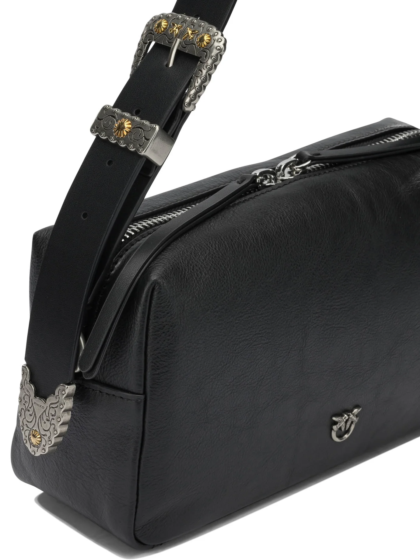 BLACK LEATHER SHOULDER BAG - Image 4
