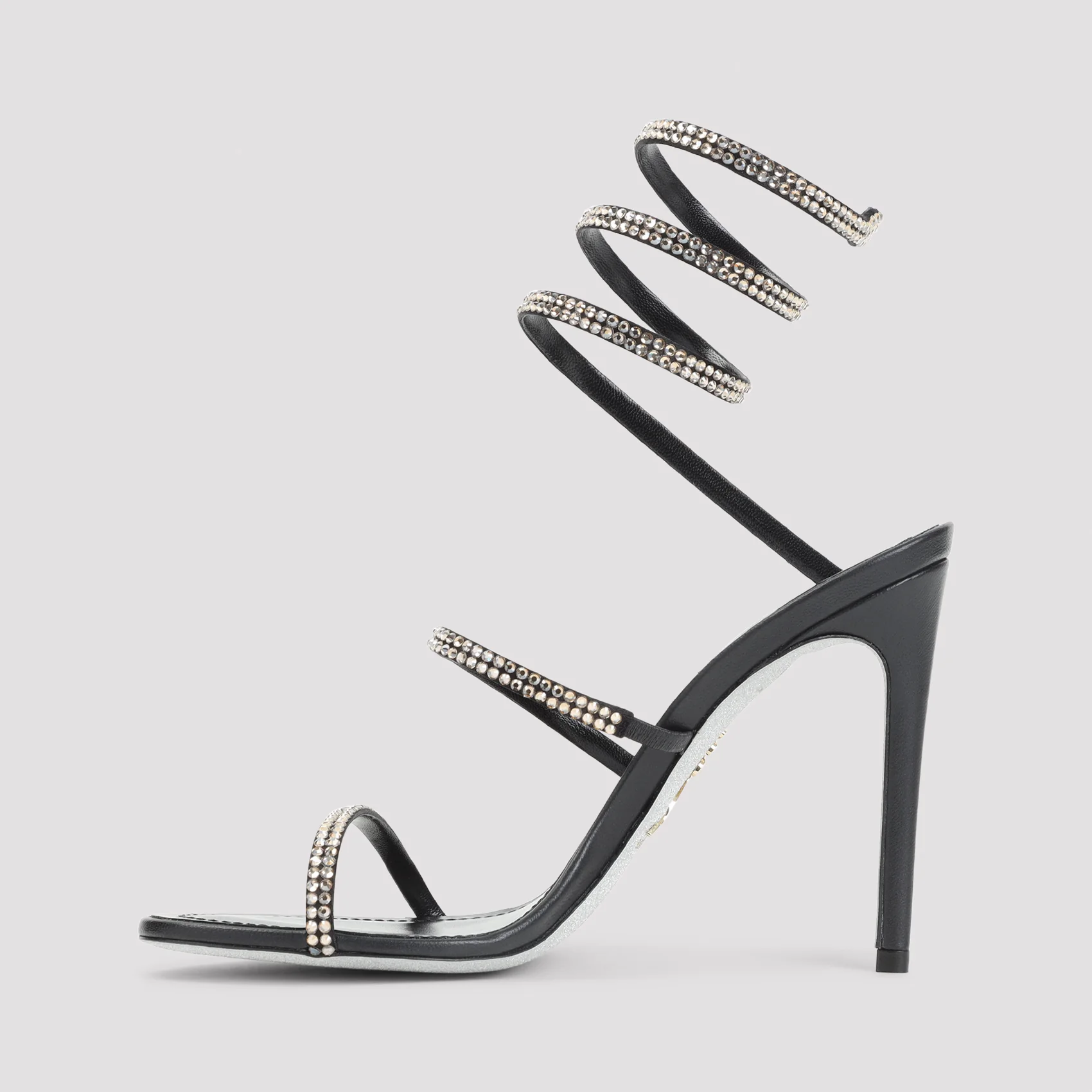 BLACK LEATHER SNAKE SANDAL - Image 3
