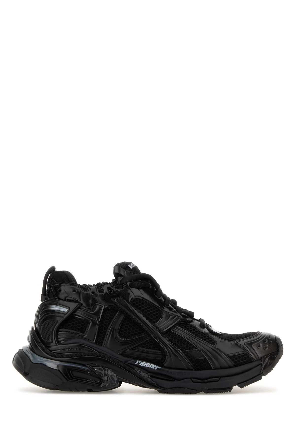 BLACK MESH AND RUBBER RUNNER LED SNEAKERS