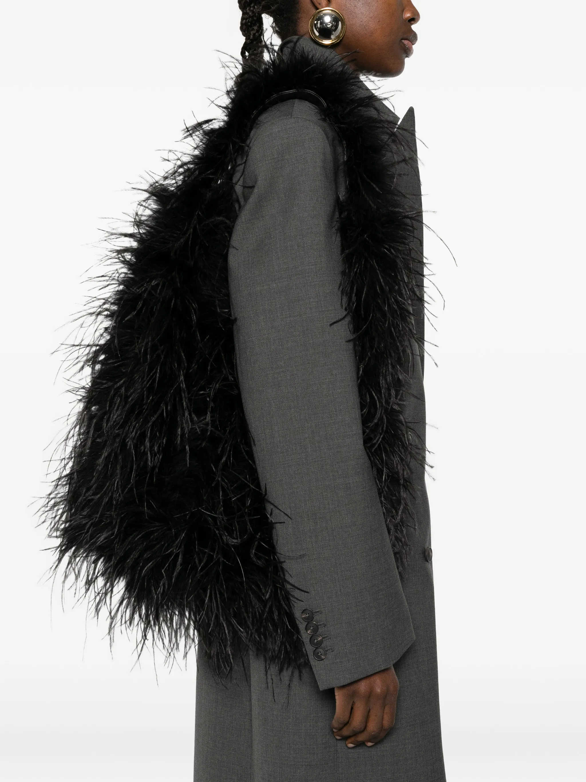 BLACK OSTRICH TURKEY LAMB SILK - Image 2