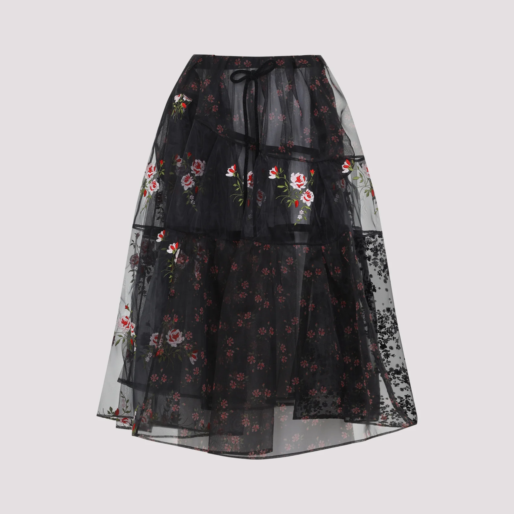 BLACK PATCHWORK POLYAMIDE MIDI SKIRT - Image 2