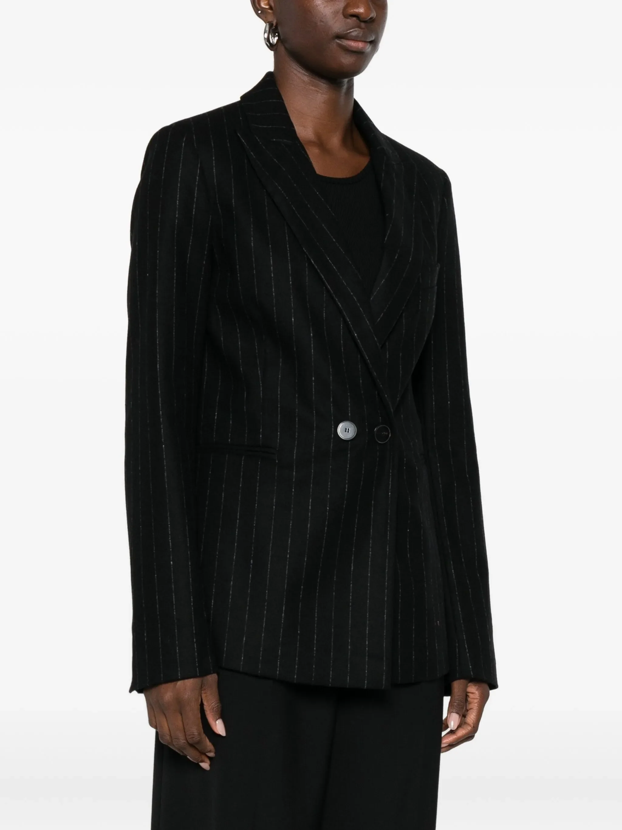 BLACK PINSTRIPED CLOTH JACKET - Image 3