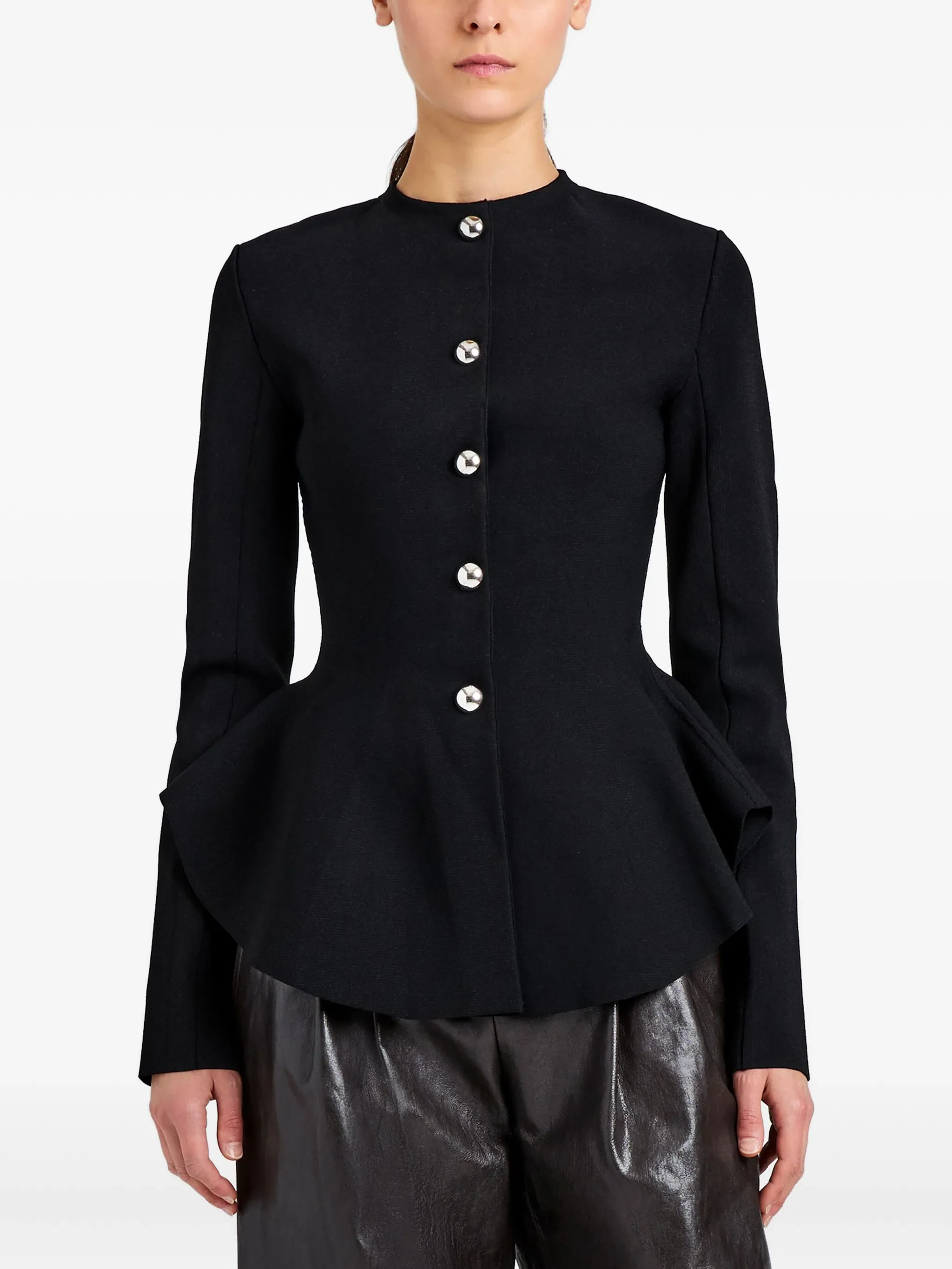 BLACK VISCOSE POLYAMIDE JACKET - Image 4