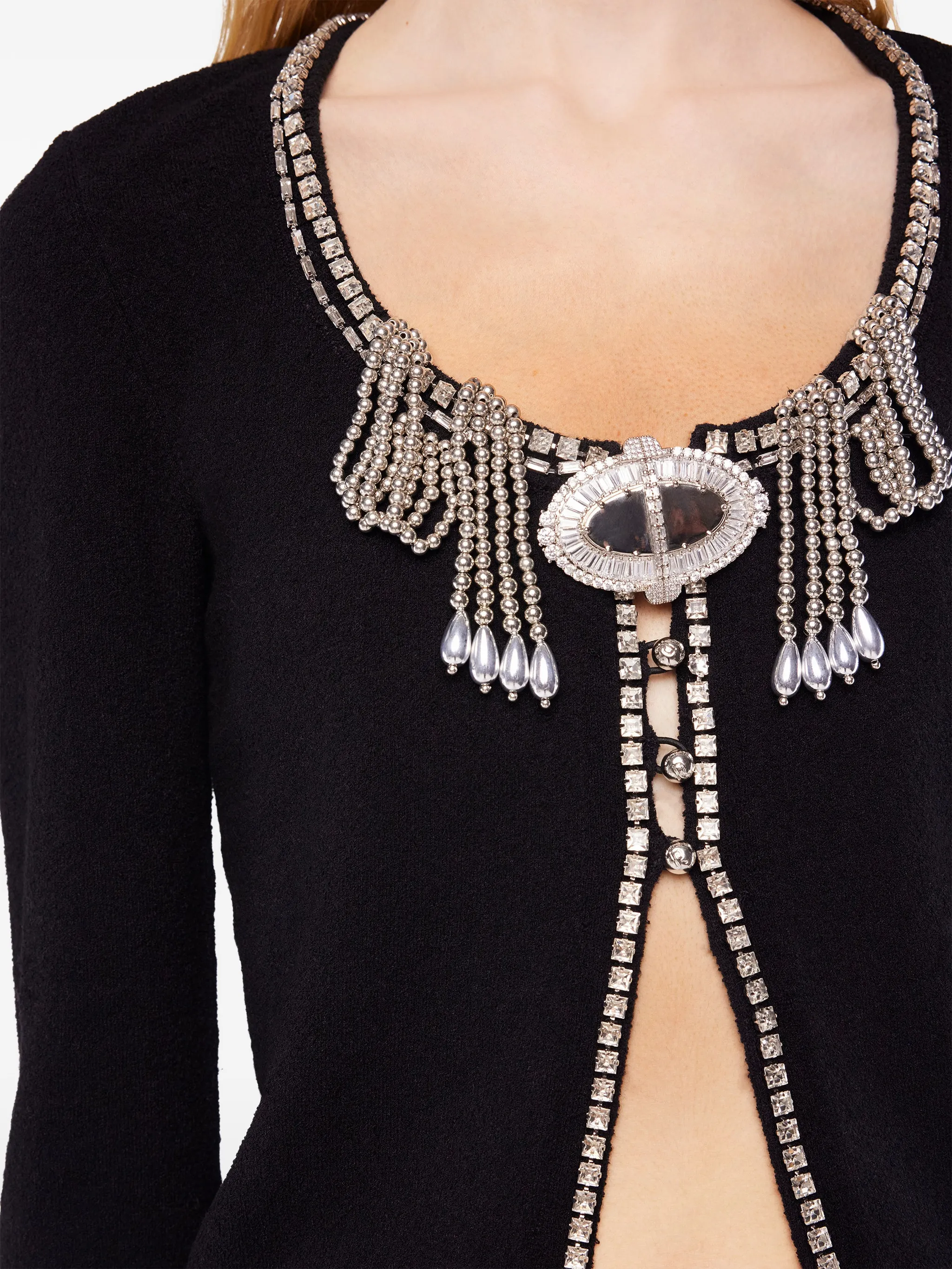 BLACK VISCOSE POLYAMIDE SWEATER CARDIGAN - Image 3