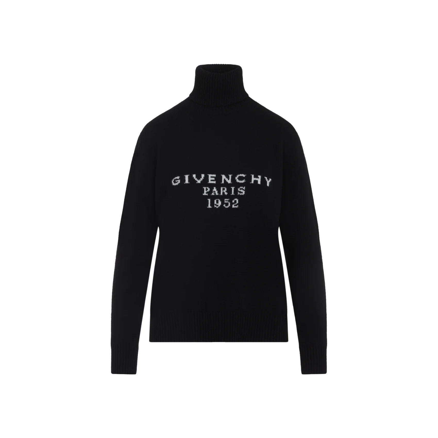 BLACK WOOL HIGH NECK SWEATER