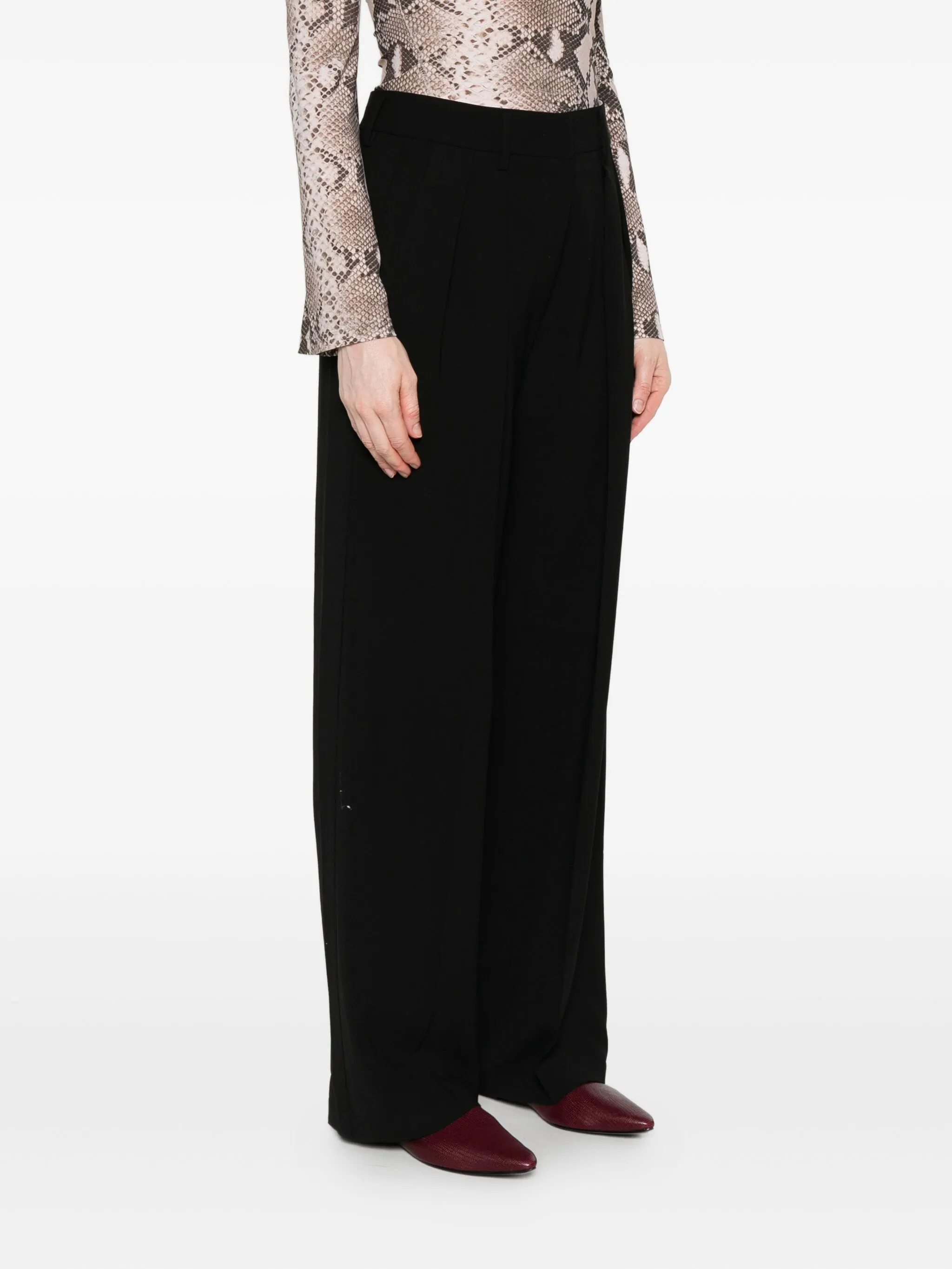 BLACK WOOL VISCOSE SARTORIAL PANTS - Image 2