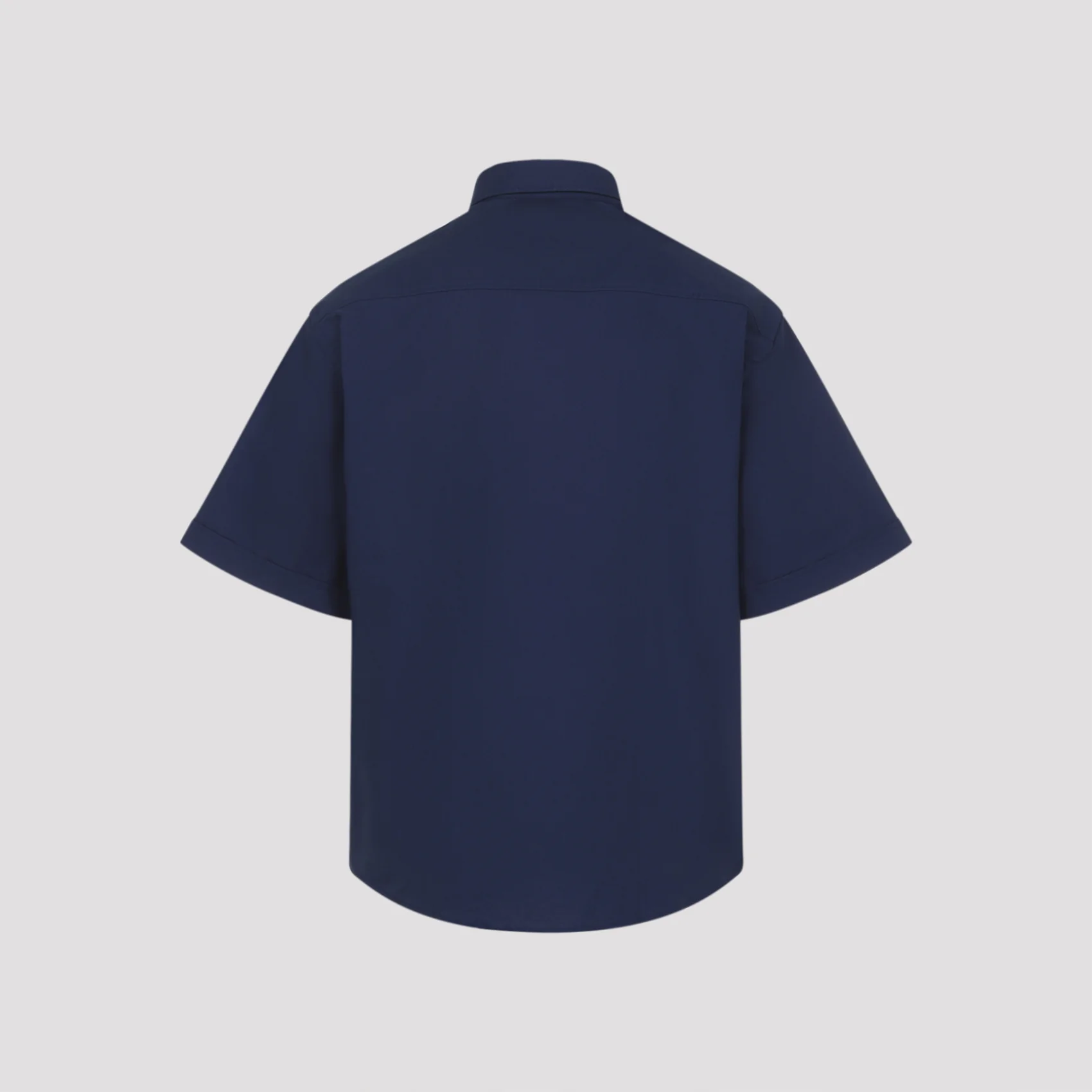 BLUE BOXY SHORT SLEEVE COTTON SHIRT - Image 3
