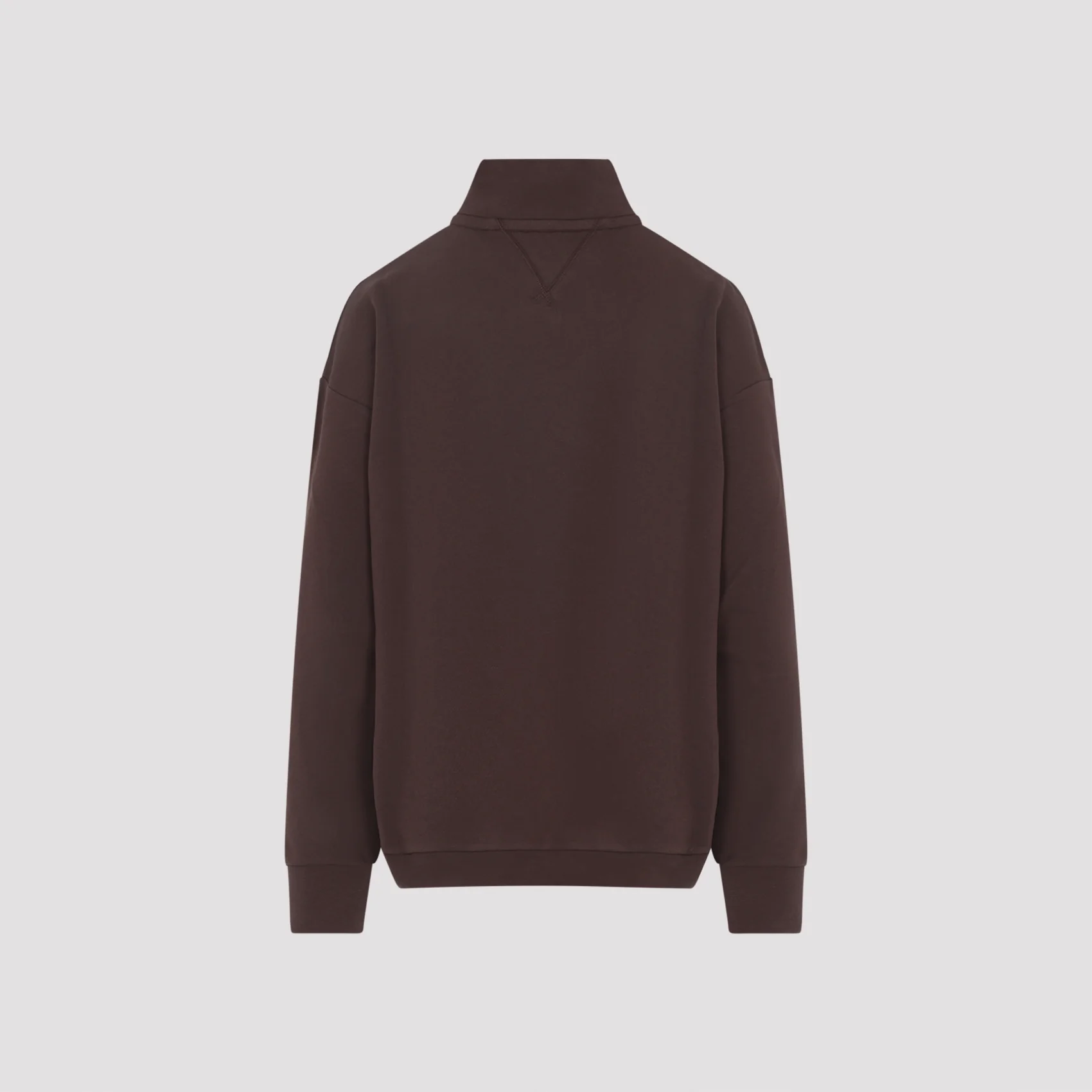 BROWN HALF ZIP COTTON SWEATSHIRT - Image 3