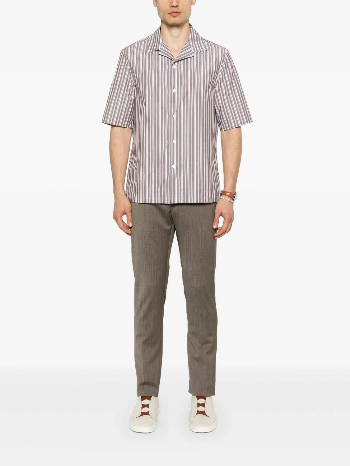 BROWN MELANGE VIRGIN WOOL ELASTANE PANTS - Image 2