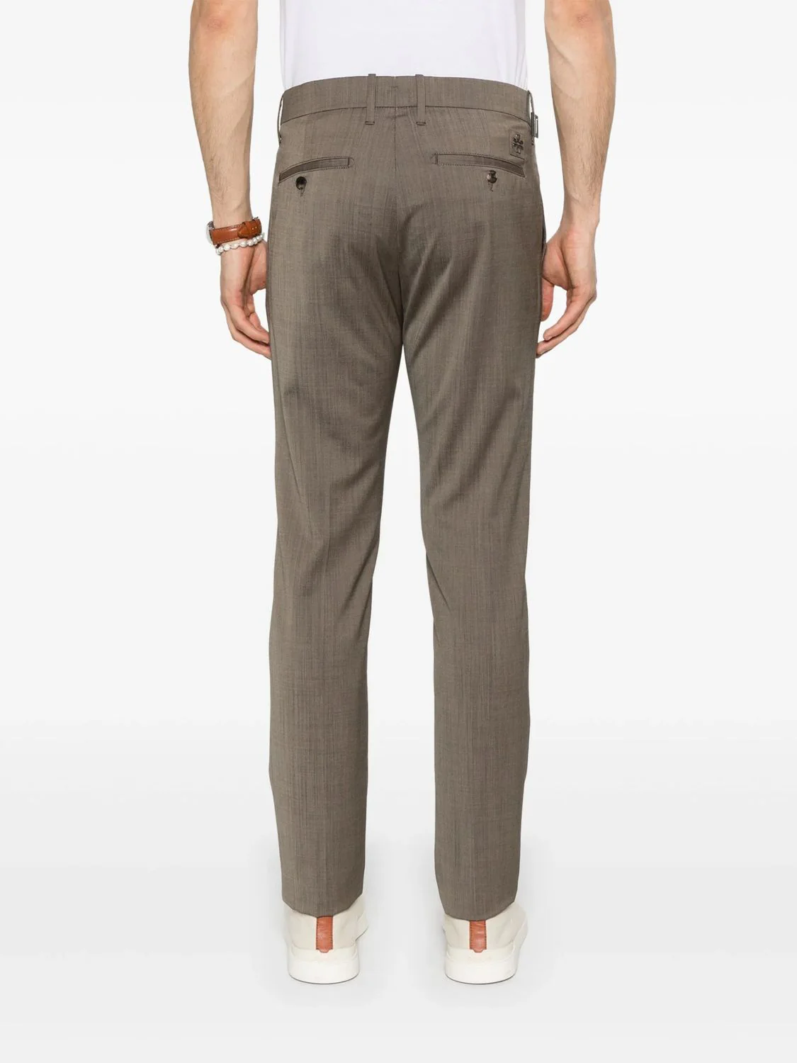 BROWN MELANGE VIRGIN WOOL ELASTANE PANTS - Image 5