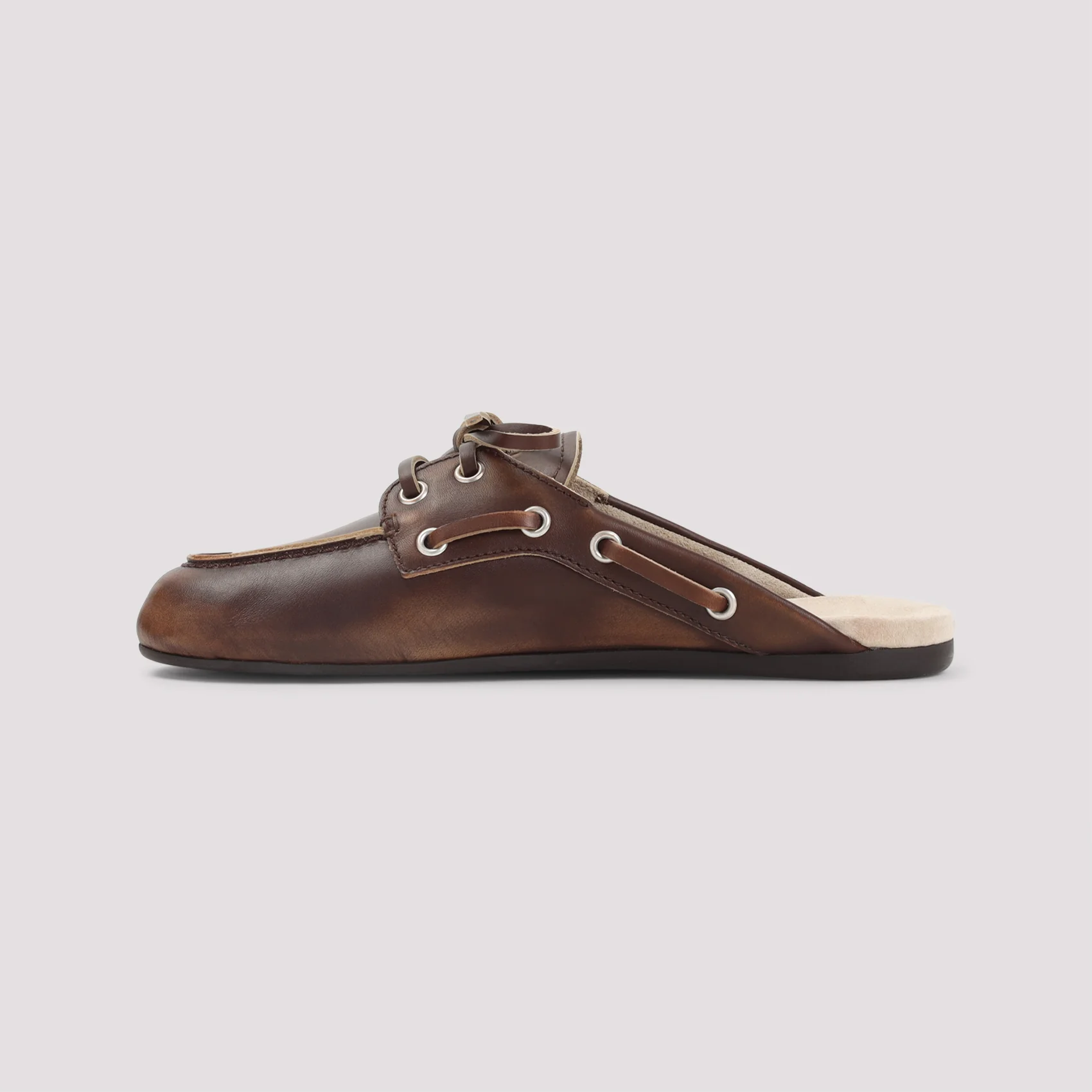BURNED BROWN CALF LEATHER MULES - Image 3