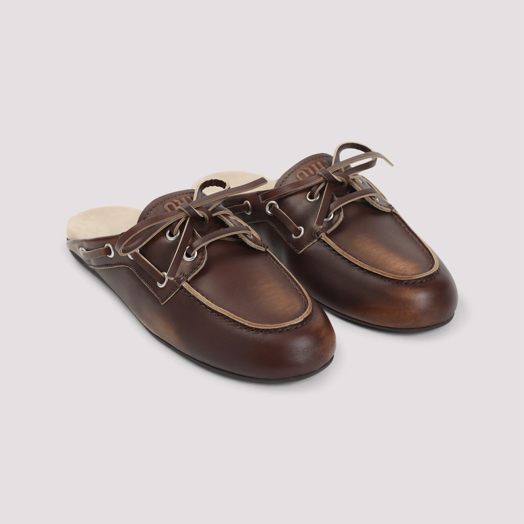 BURNED BROWN CALF LEATHER MULES - Image 4
