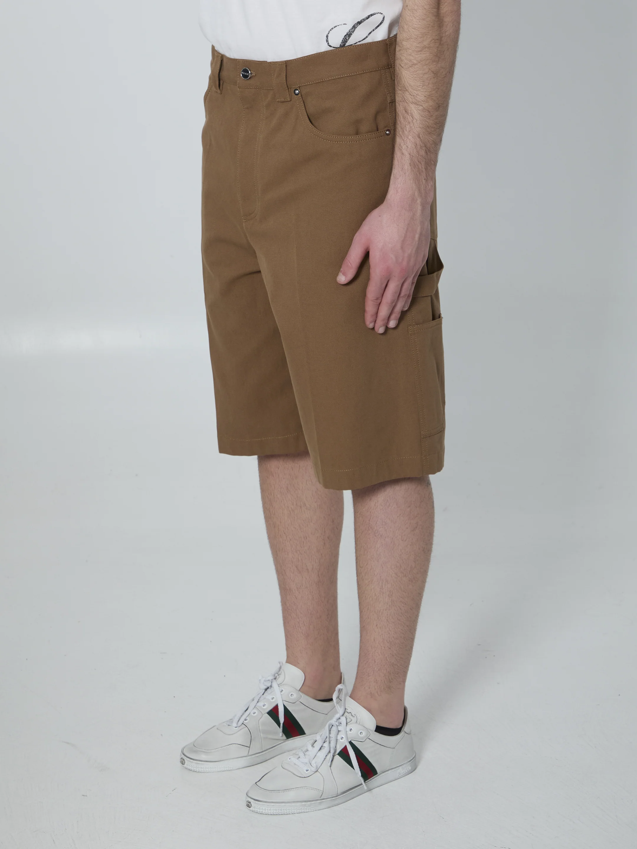 Camel denim Bermuda shorts - Image 2
