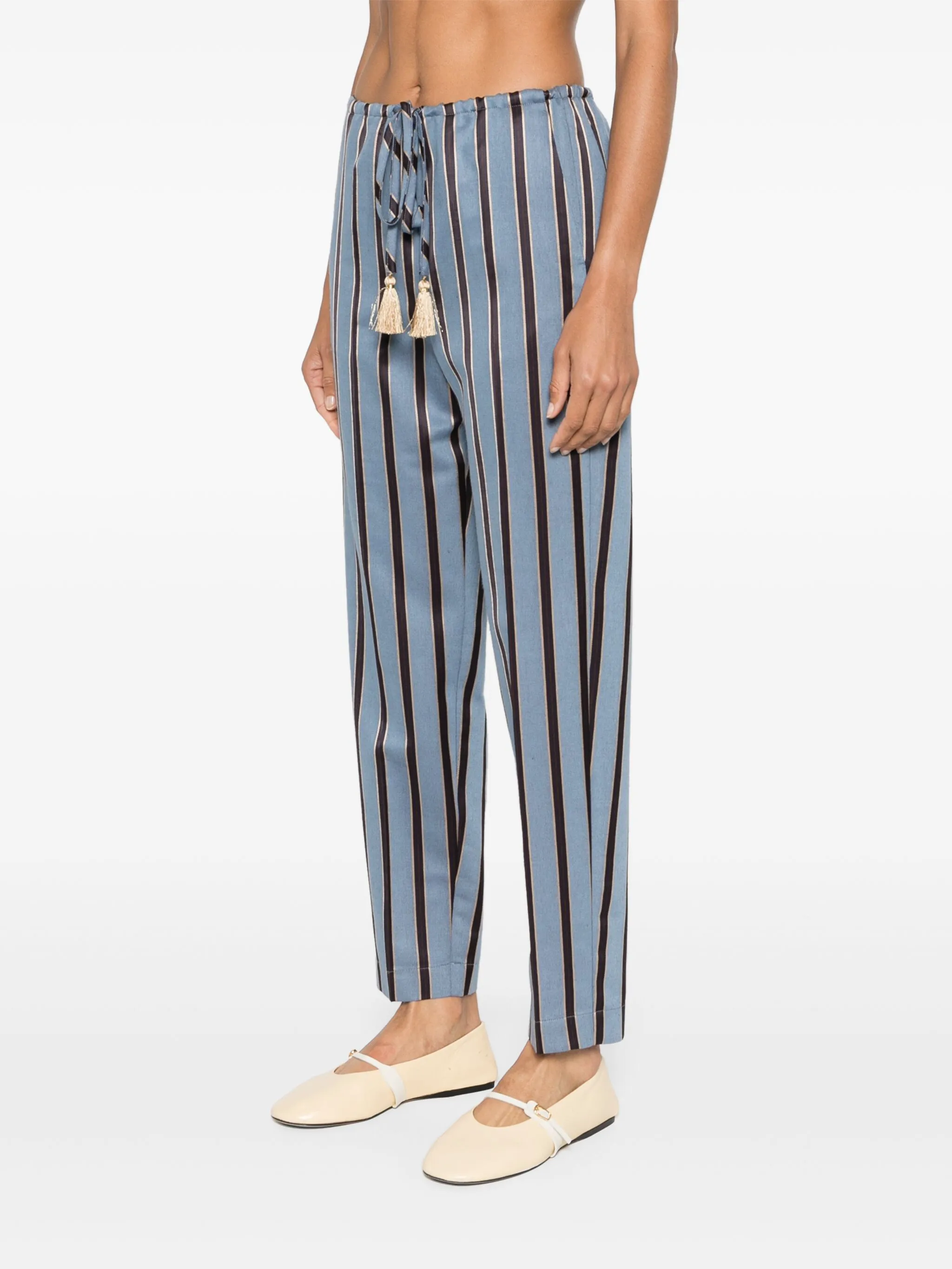 CIEL WOOL SATIN STRIPE PANTS - Image 5