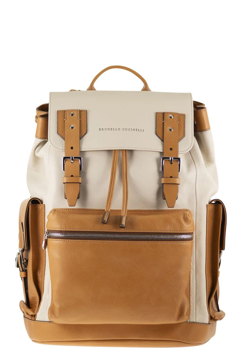 CITY BACKPACK IN GRAINED CALFSKIN AND COWHIDE LEATHER