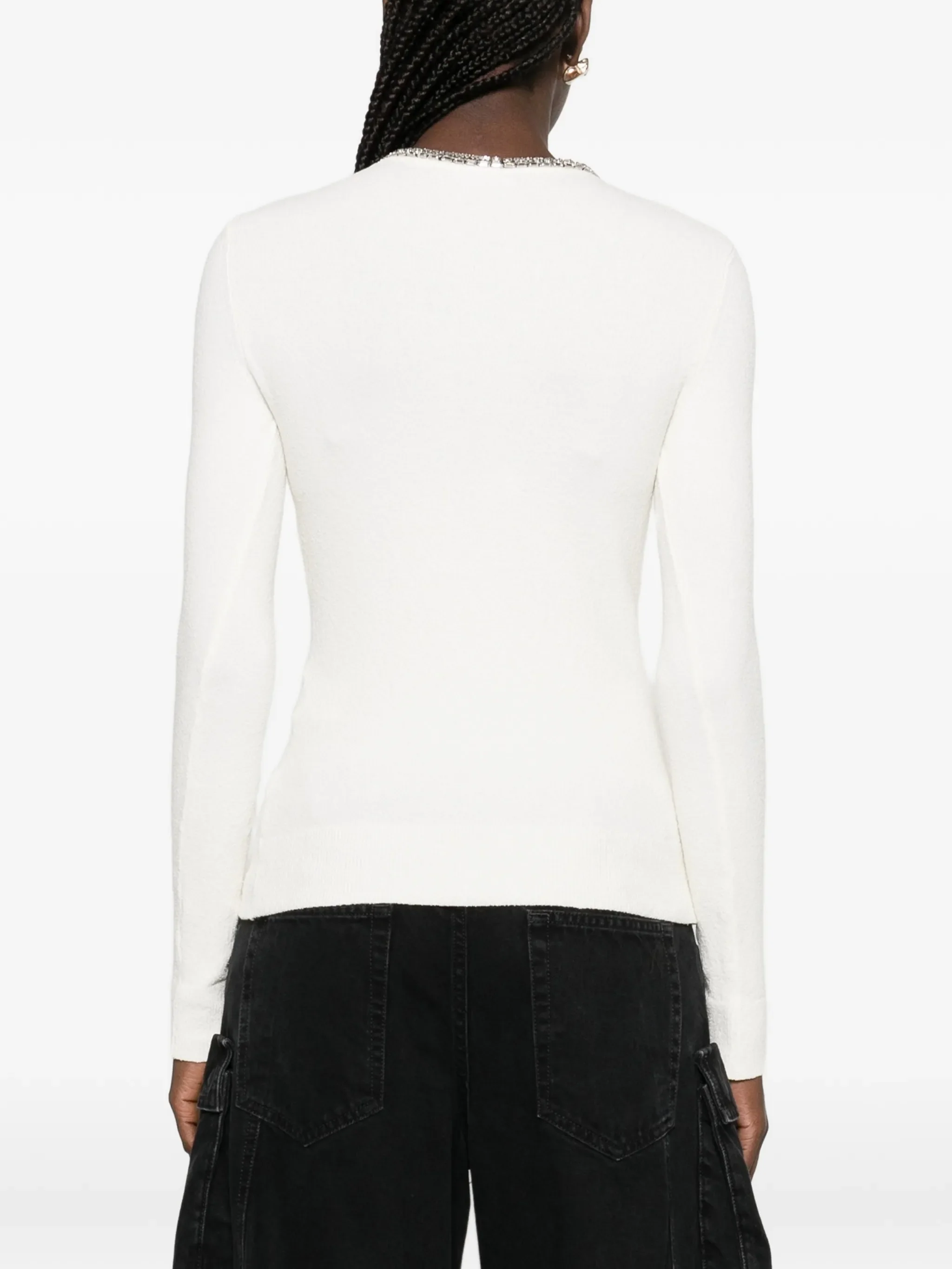 CREAM VISCOSE POLYAMIDE SWEATER CARDIGAN - Image 2