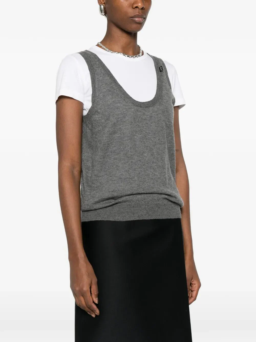 DARK GREY CASHMERE TANK TOP - Image 5