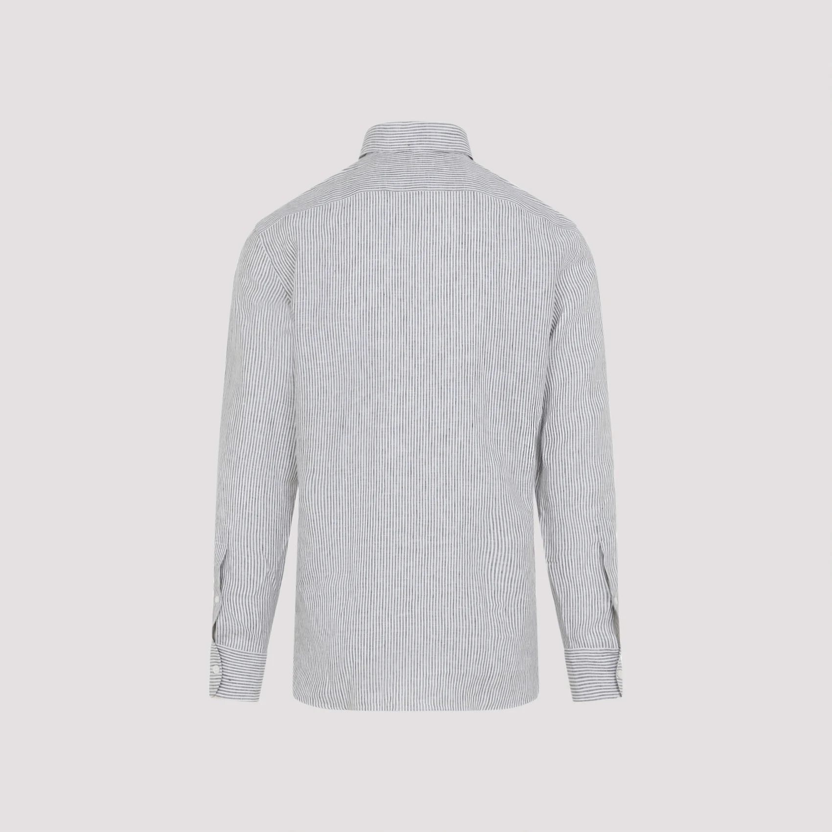 DARK STRIPED BEIGE LINEN SHIRT - Image 3