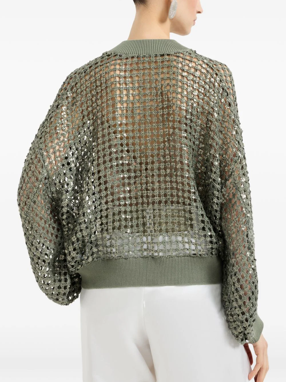 DAZZLING NET EMBROIDERY CARDIGAN IN SILK AND LINEN - Image 2