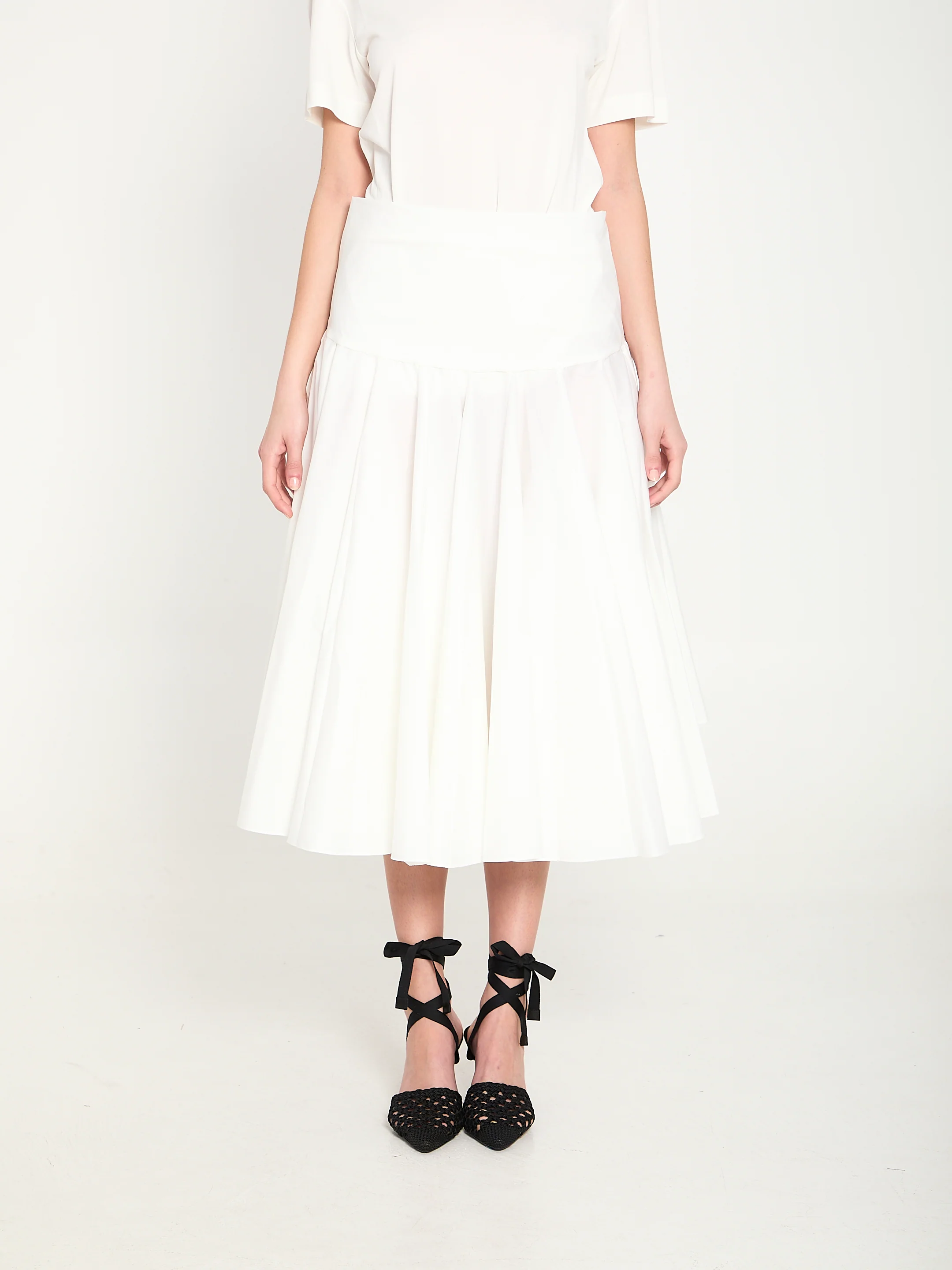 DRAPED MIDI SKIRT WITH GODET