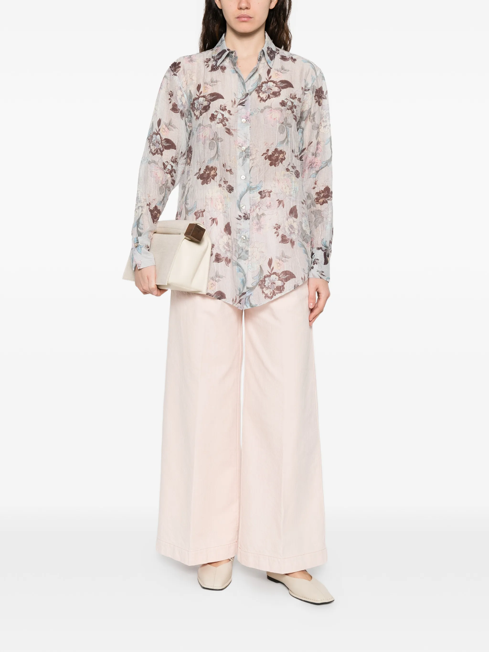 GLICINE PEONIA CREPONNE VOILE SHIRT - Image 3