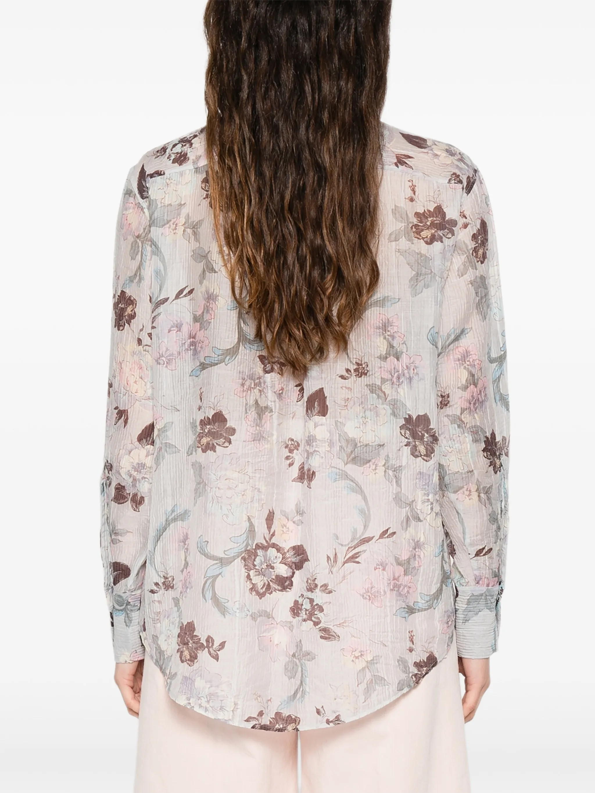 GLICINE PEONIA CREPONNE VOILE SHIRT - Image 4