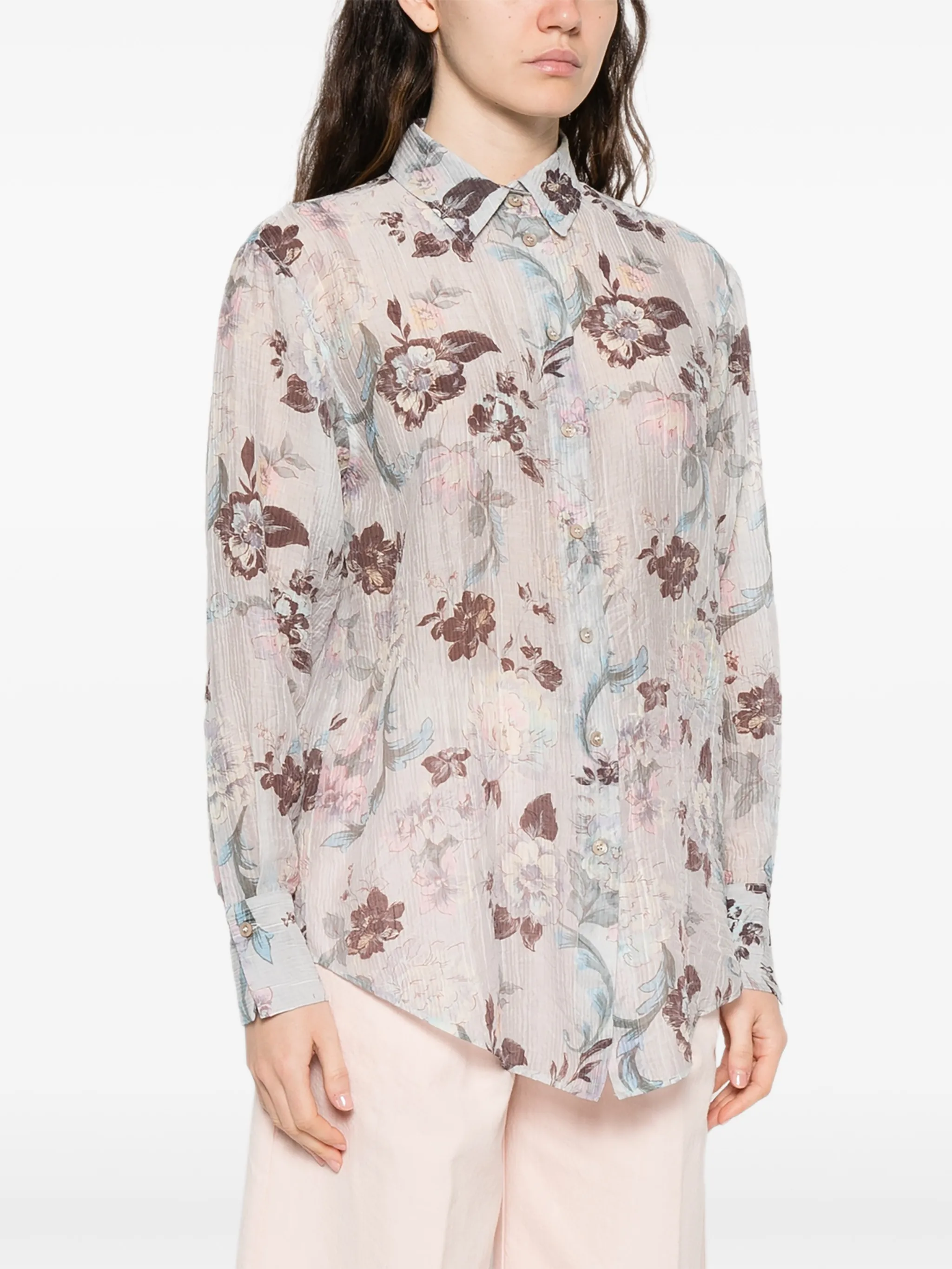 GLICINE PEONIA CREPONNE VOILE SHIRT - Image 5